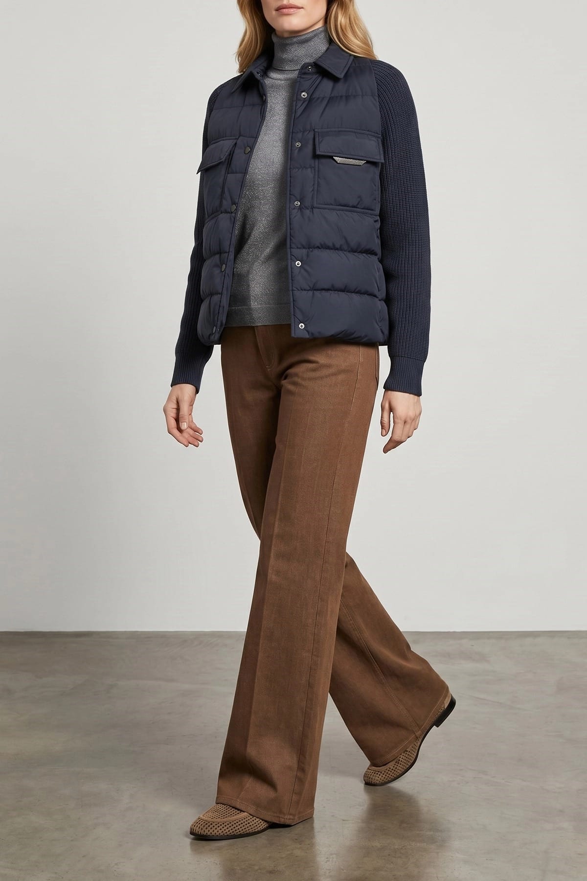 Brunello Cucinelli Brunello Cucinelli Shiny Flap Detail Down Jacket