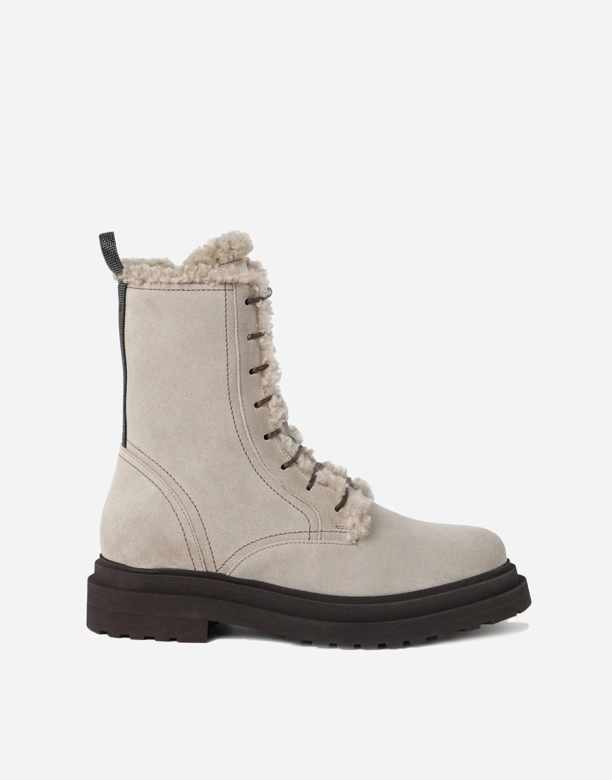 Brunello Cucinelli Shiny Loop Detail Suede Boots