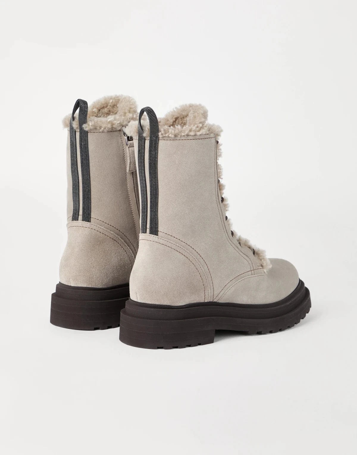 Brunello Cucinelli Shiny Loop Detail Suede Boots