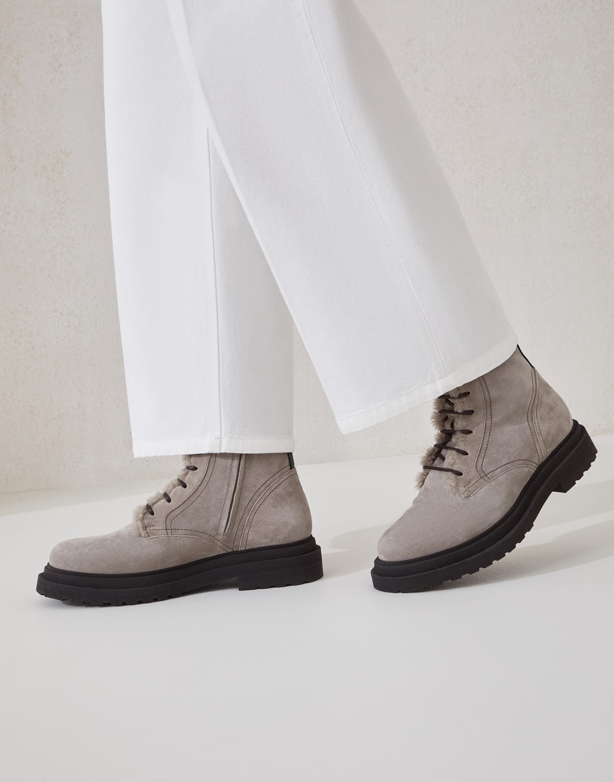 Brunello Cucinelli Shiny Loop Detail Suede Boots