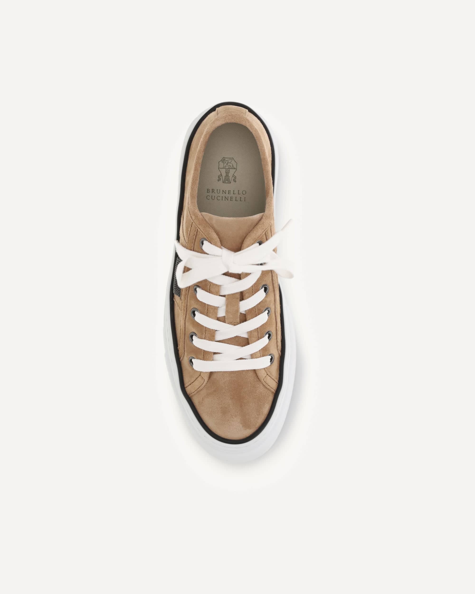 Brunello Cucinelli Shiny Tab Suede Sneakers