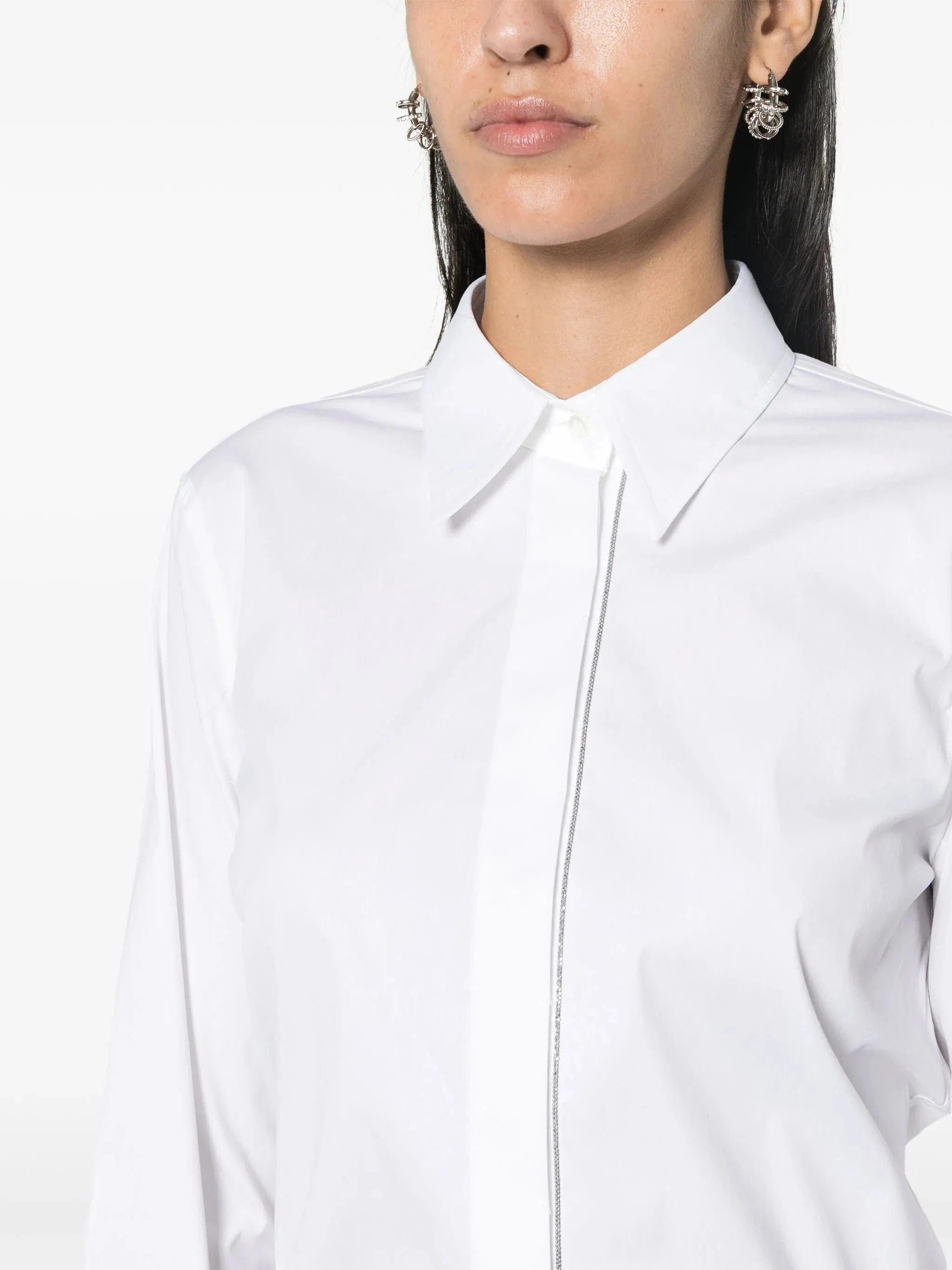 Brunello Cucinelli Shiny Trim Beaded Poplin Shirt