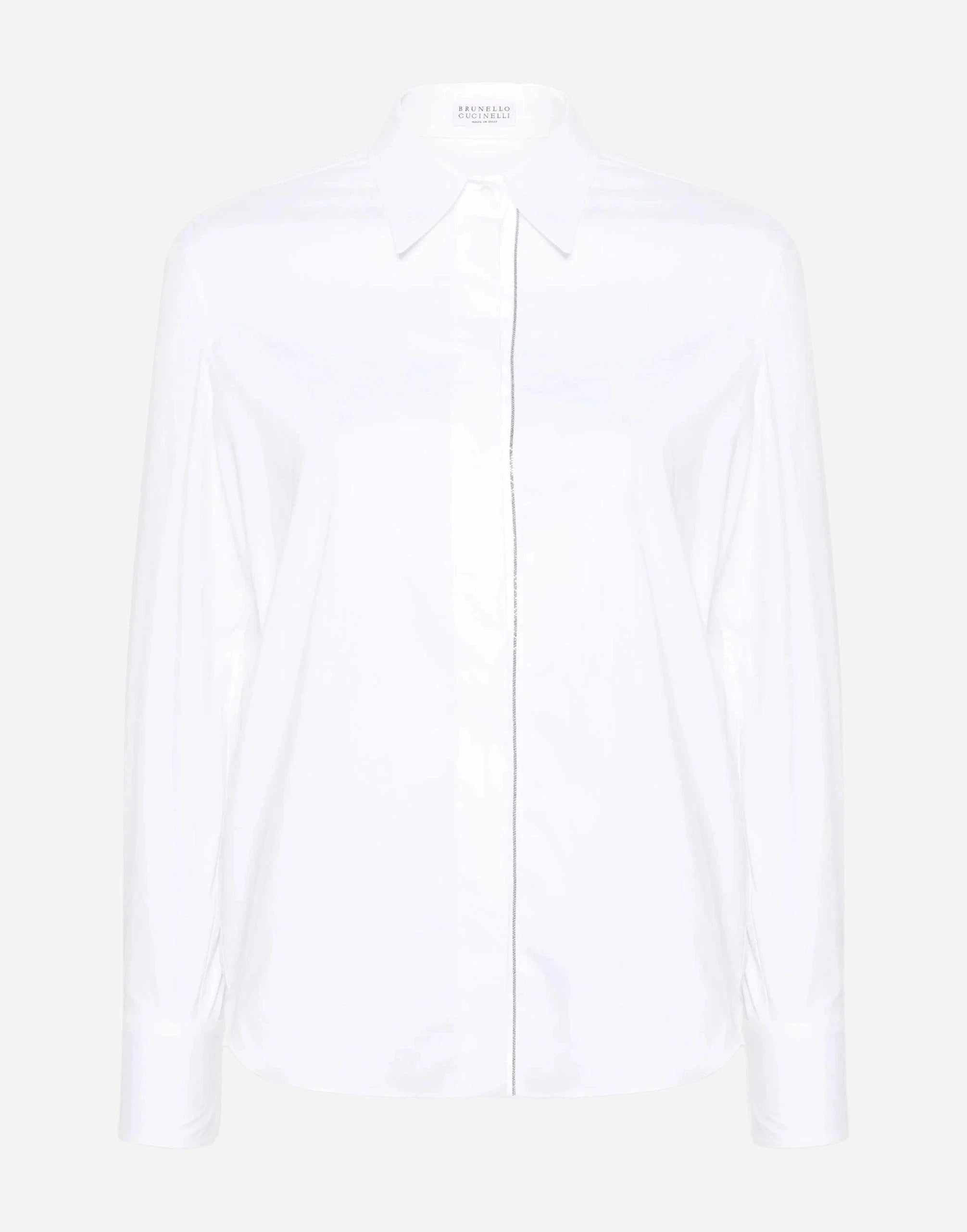 Brunello Cucinelli Shiny Trim Beaded Poplin Shirt