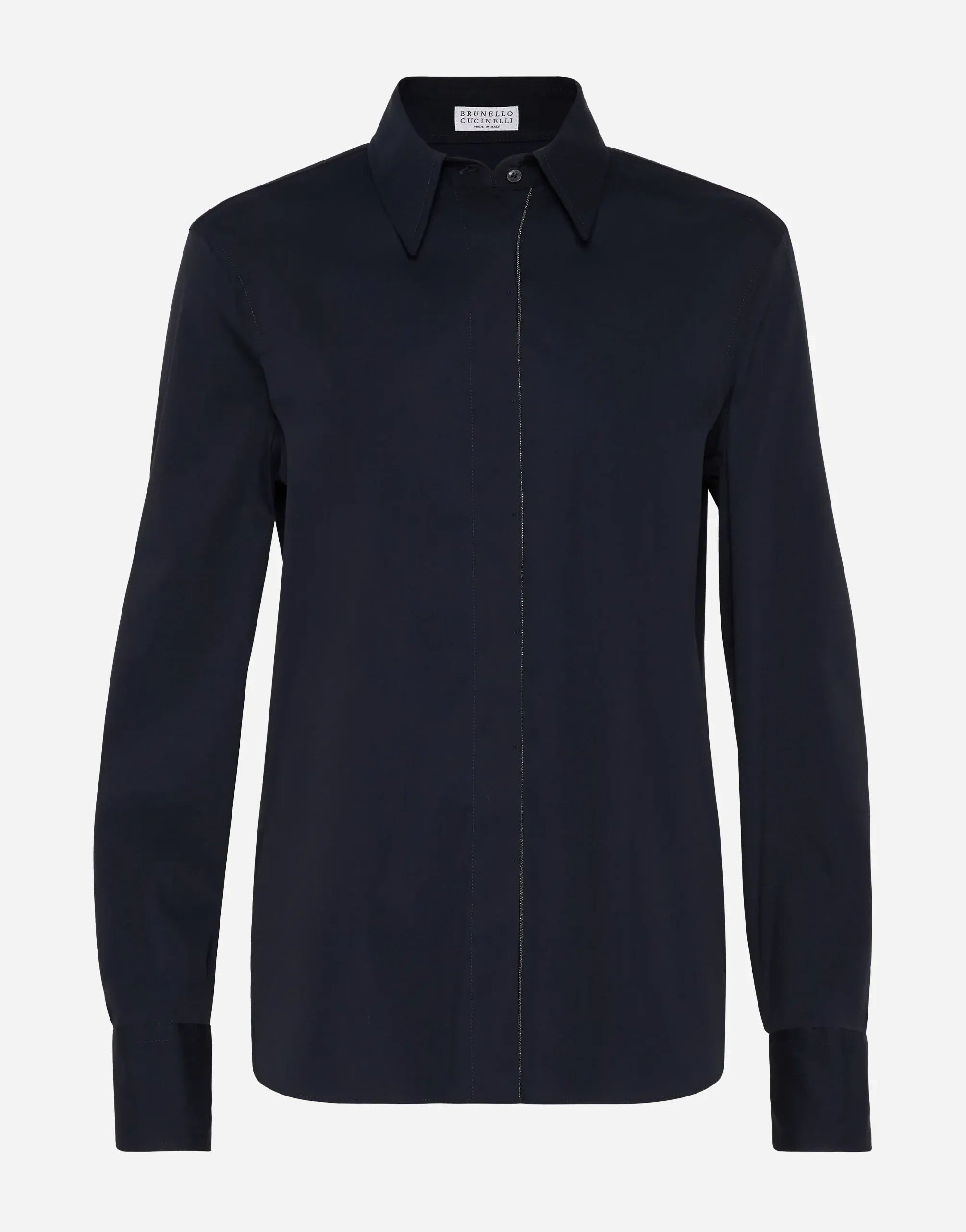 Brunello Cucinelli Shiny Trim Cotton Poplin Shirt