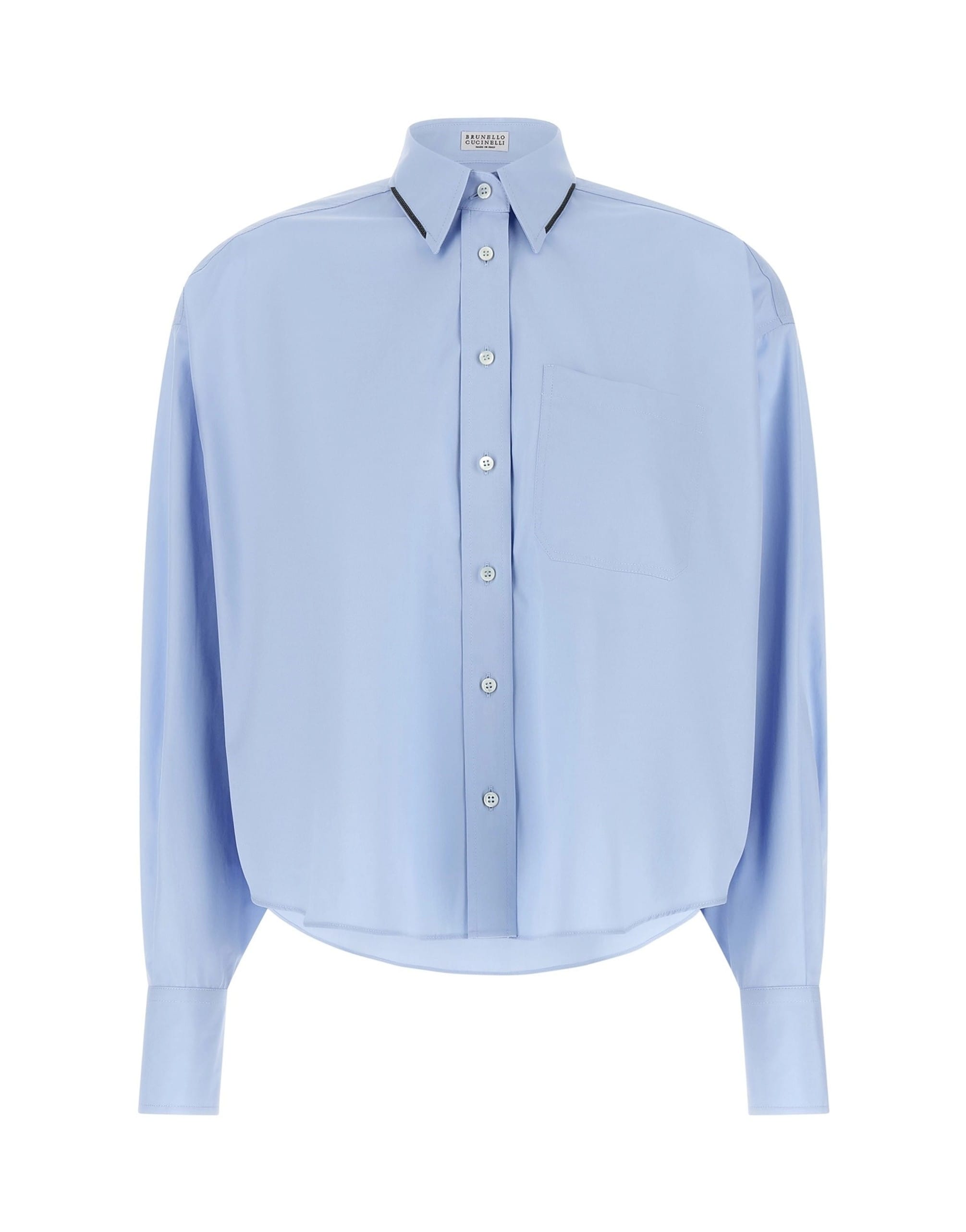 Brunello Cucinelli Brunello Cucinelli Shiny Trim Crop Shirt