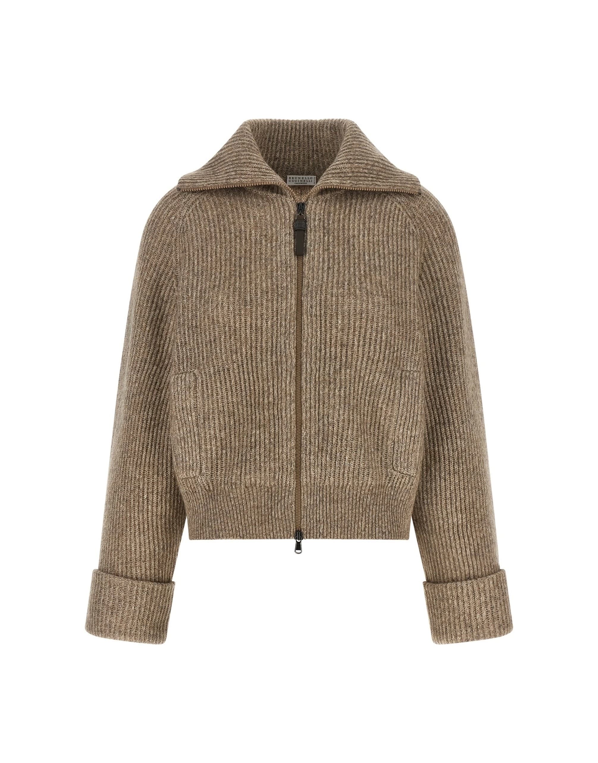 Brunello Cucinelli Brunello Cucinelli Shiny Zipper Pull Cardigan