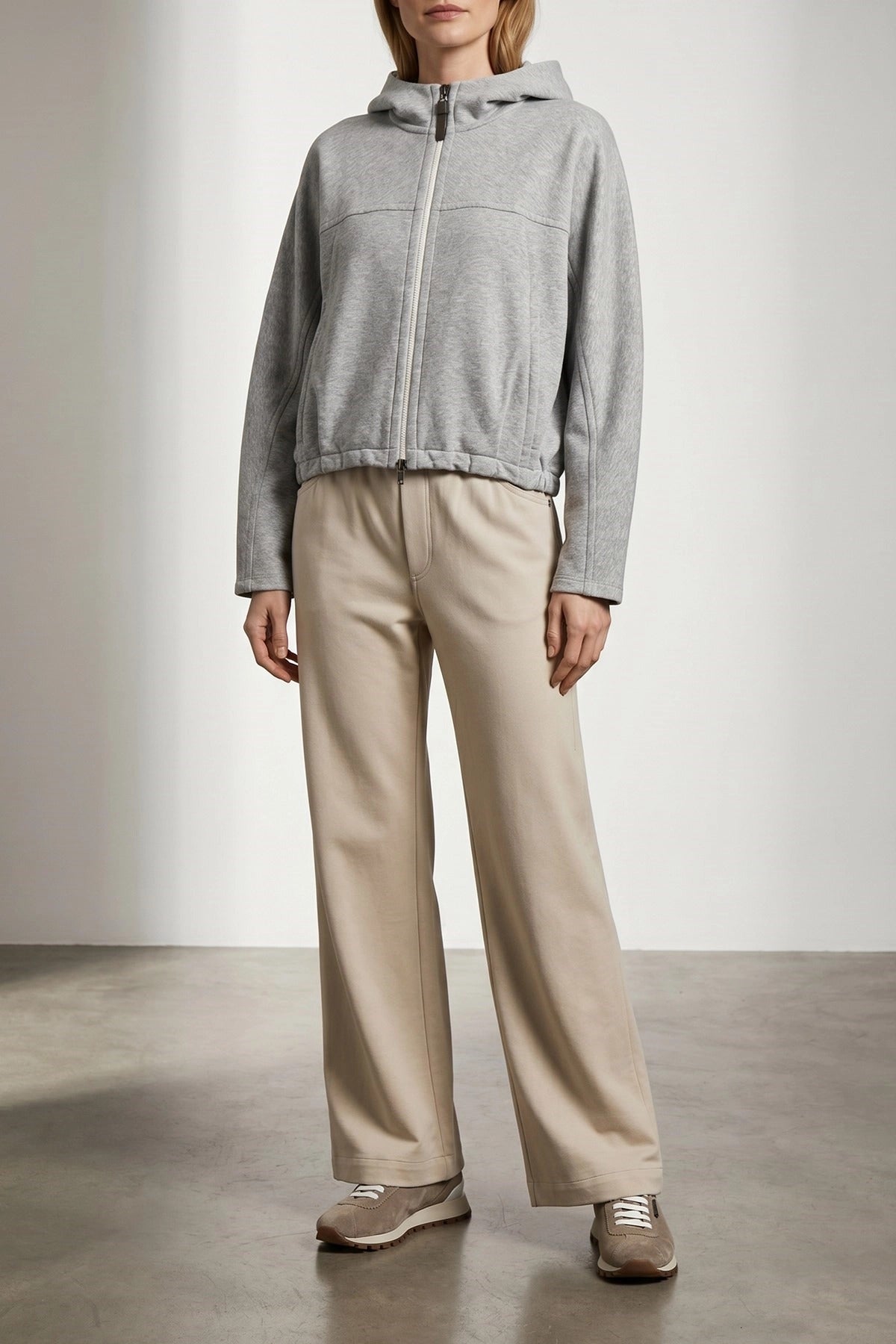 Brunello Cucinelli Shiny Zipper Pull Cropped Hoodie