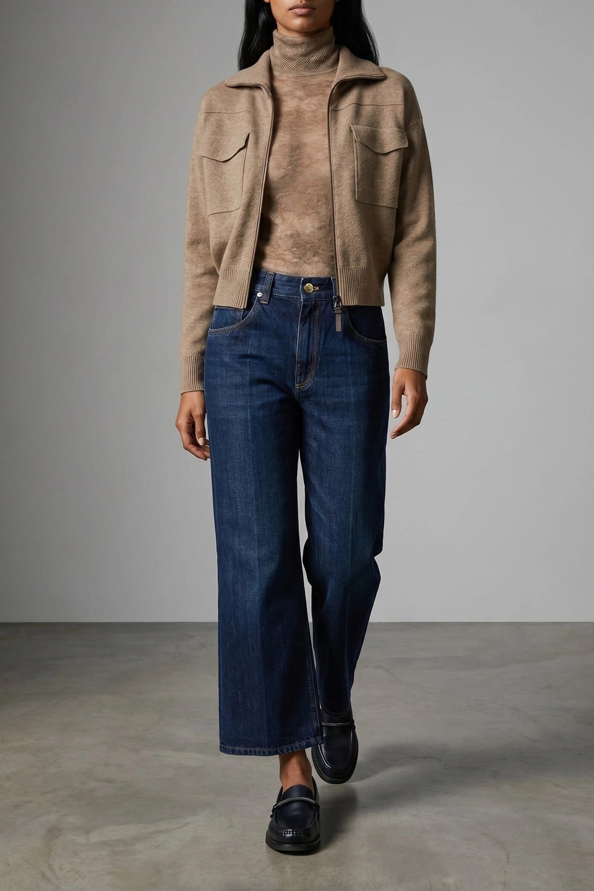Brunello Cucinelli Glanzende Wollen Cardigan met Ritstrekker - alternate view
