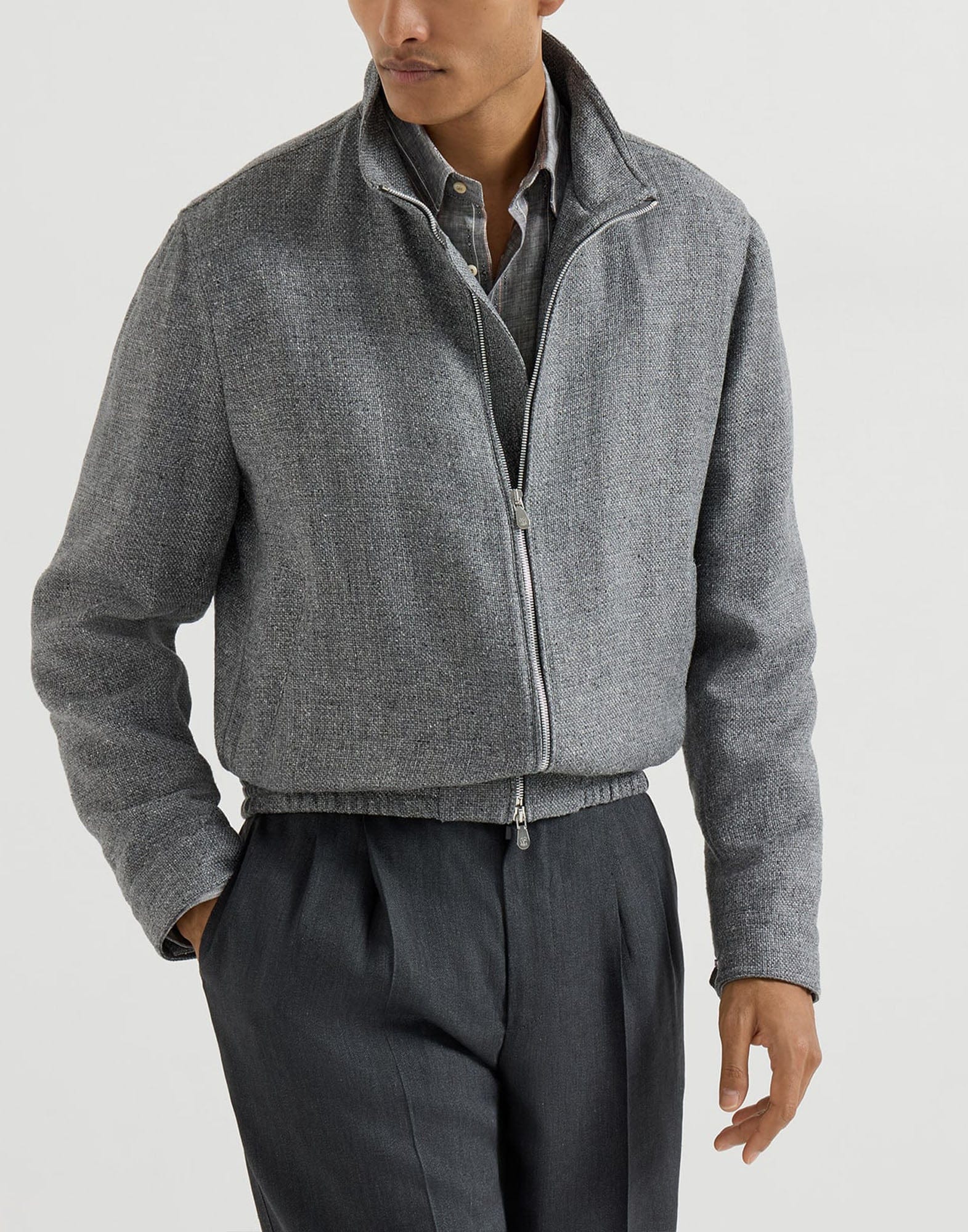 Brunello Cucinelli Silk-Blend Hopsack Jacket