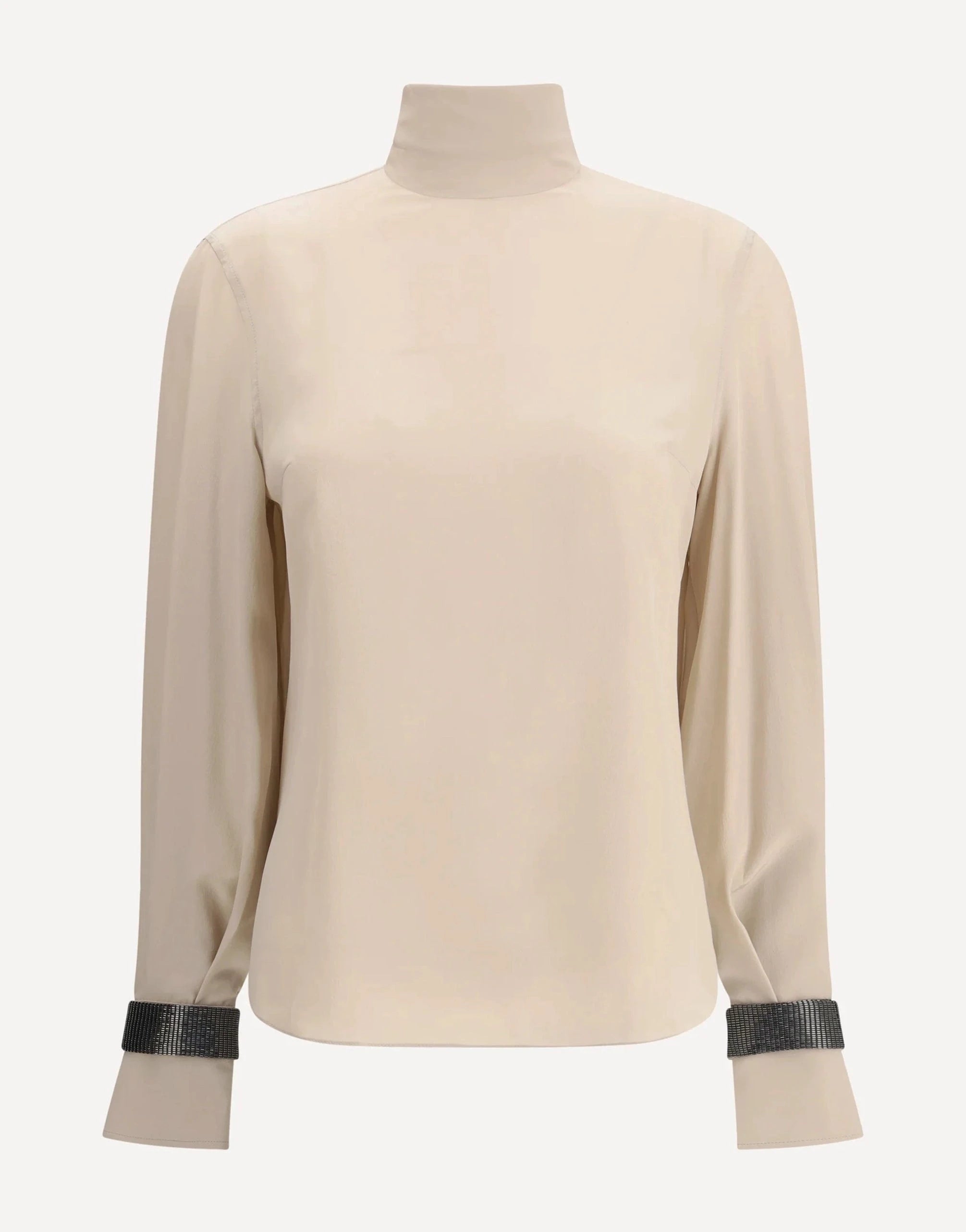 Brunello Cucinelli Silk Crêpe De Chine Turtleneck Blouse