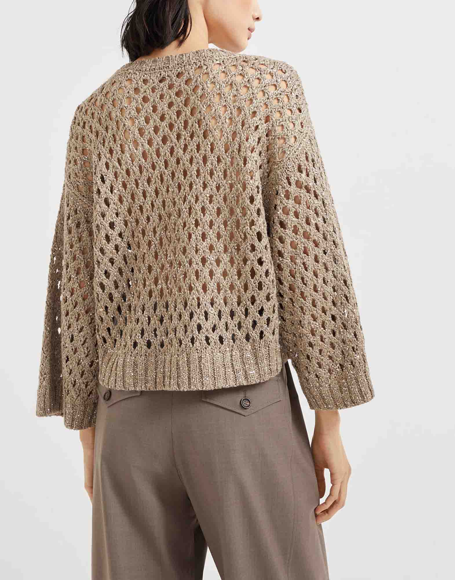 Brunello Cucinelli Silk-Linen Blend Dazzling Net Sweater