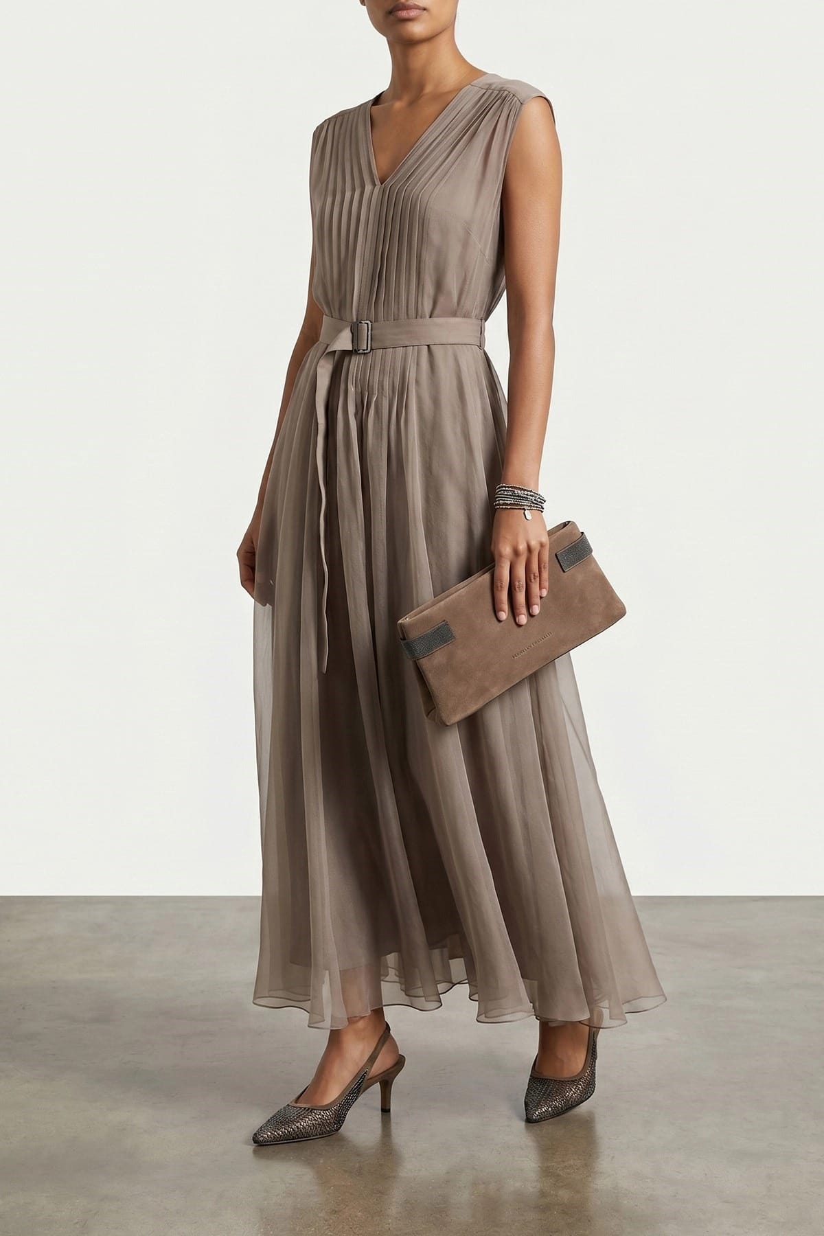 Brunello Cucinelli Brunello Cucinelli Silk Pleated Maxi Dress