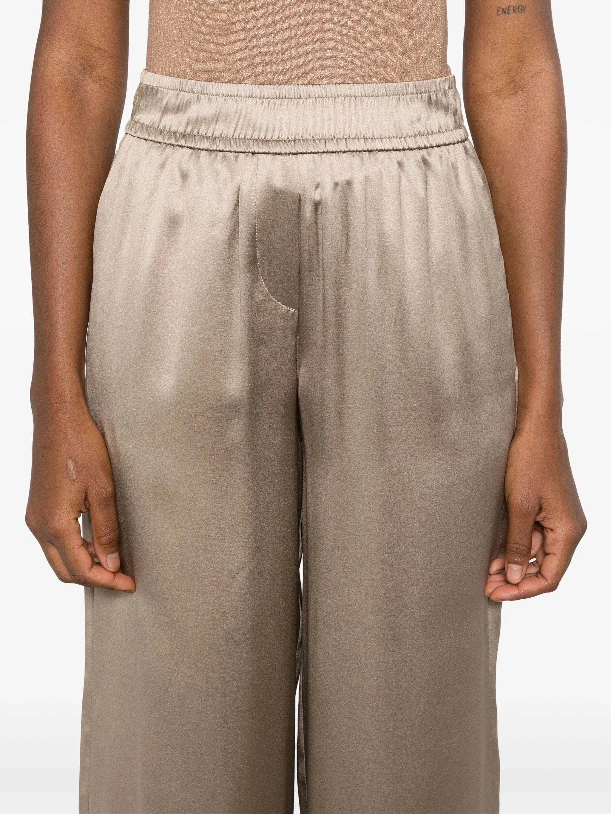Brunello Cucinelli Silk Satin Track Trousers