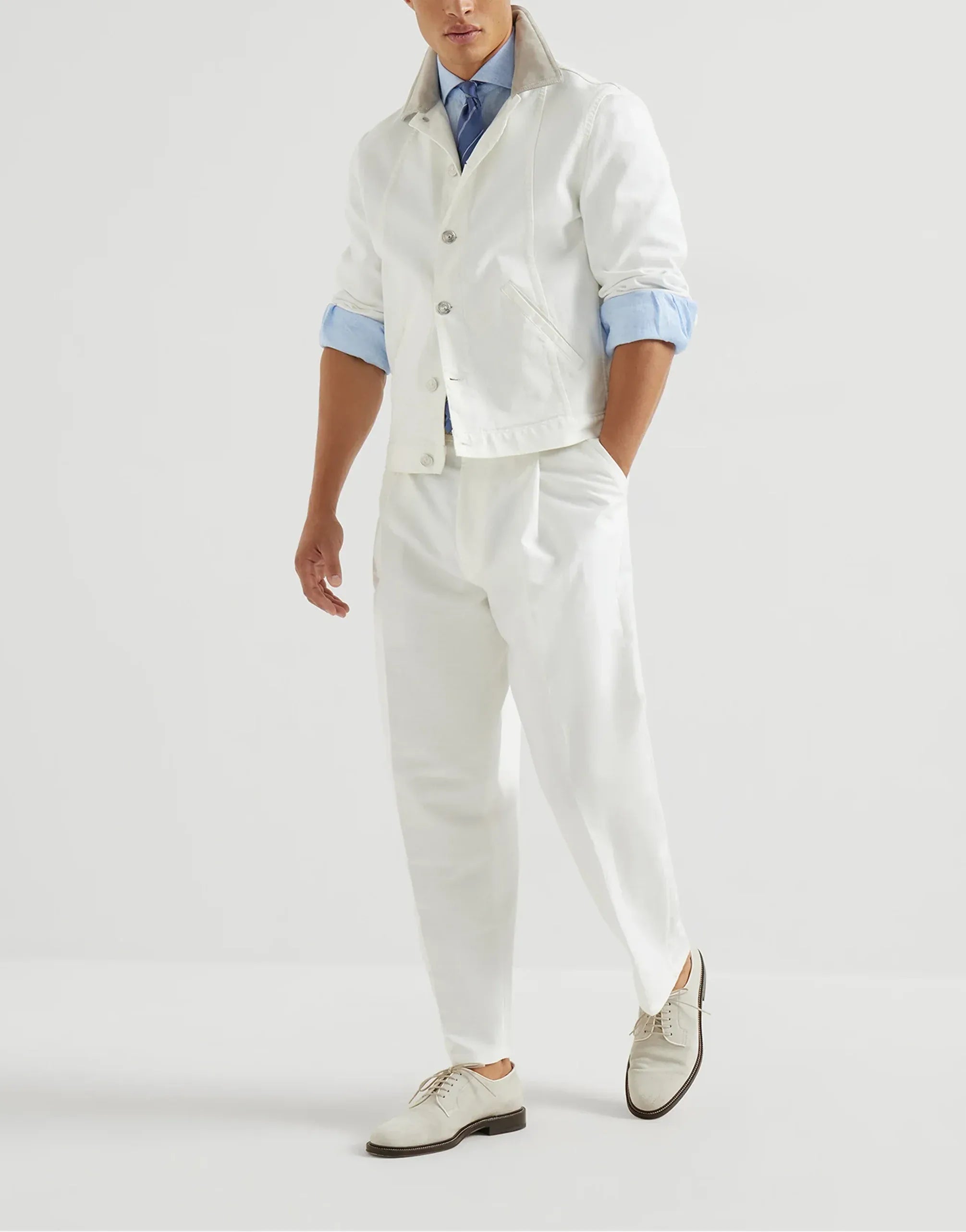 Brunello Cucinelli Snow Garment-Dyed Denim Jacket - alternate view