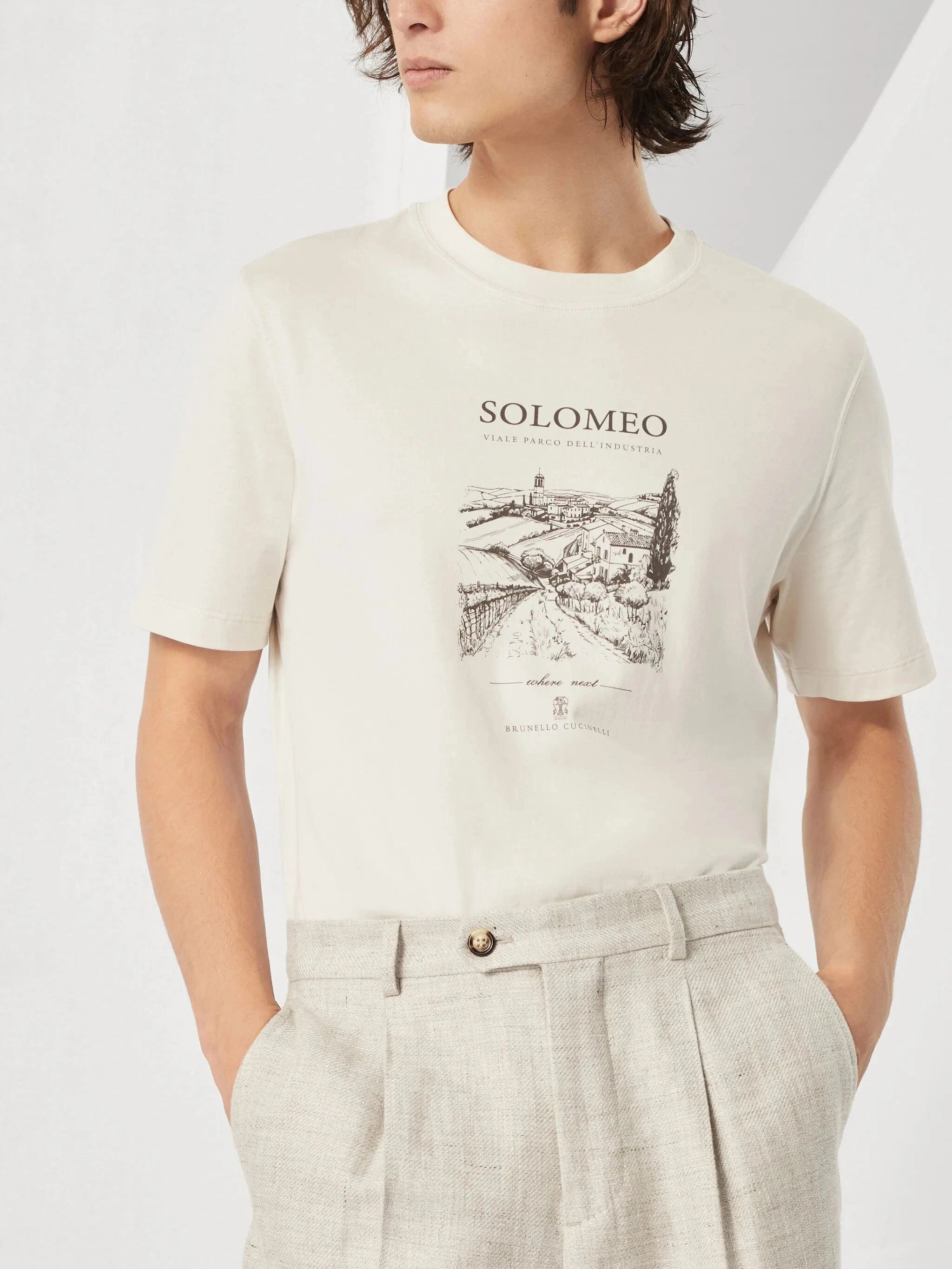 Brunello Cucinelli Solomeo-Print Cotton T-Shirt