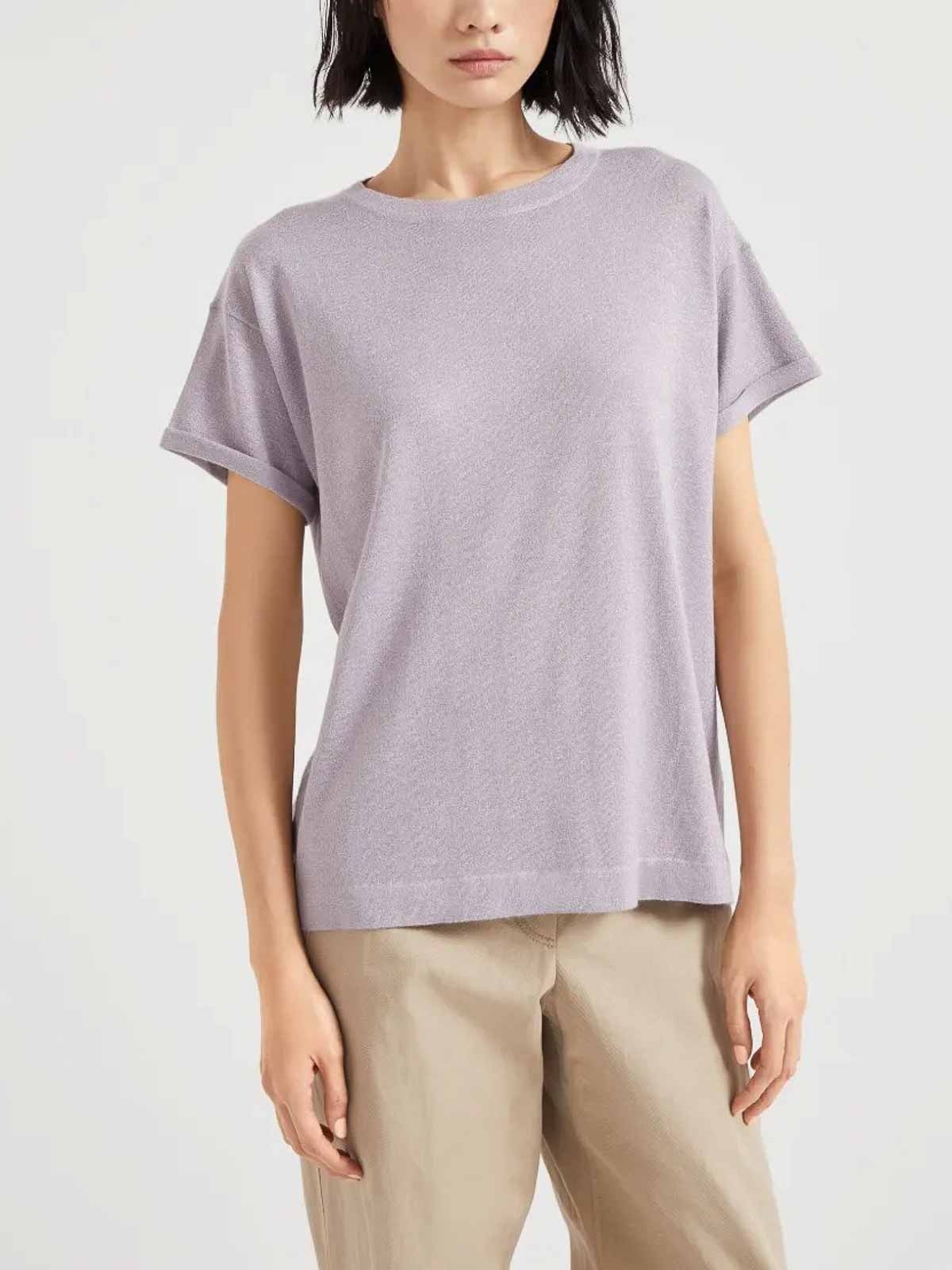 Brunello Cucinelli Sparkling Cashmere Blend Knit T-Shirt