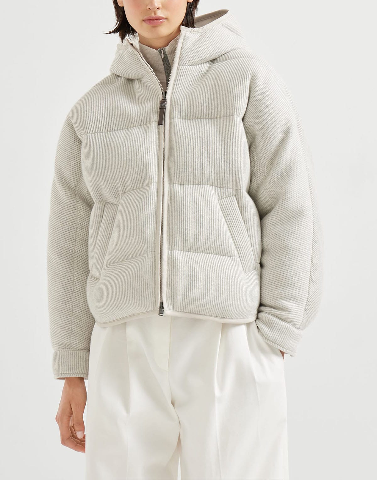 Brunello Cucinelli Sparkling Cashmere Rib Knit Jacket