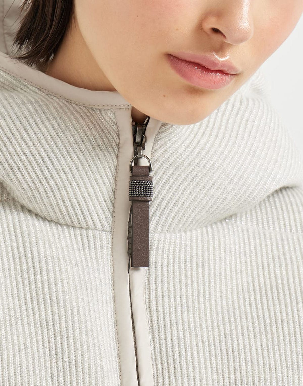 Brunello Cucinelli Sparkling Cashmere Rib Knit Jacket