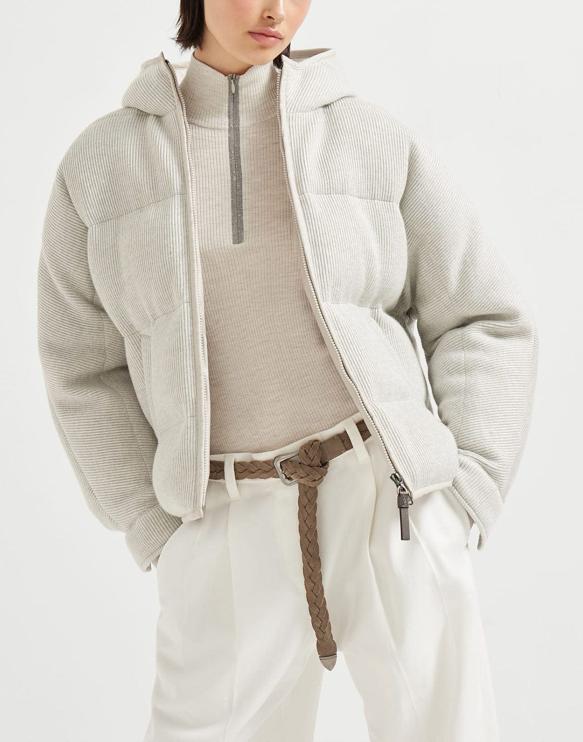 Brunello Cucinelli Sparkling Cashmere Rib Knit Jacket