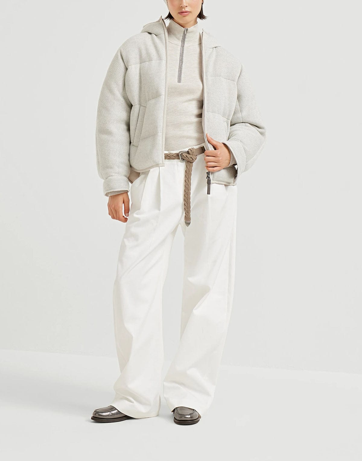 Brunello Cucinelli Sparkling Cashmere Rib Knit Jacket