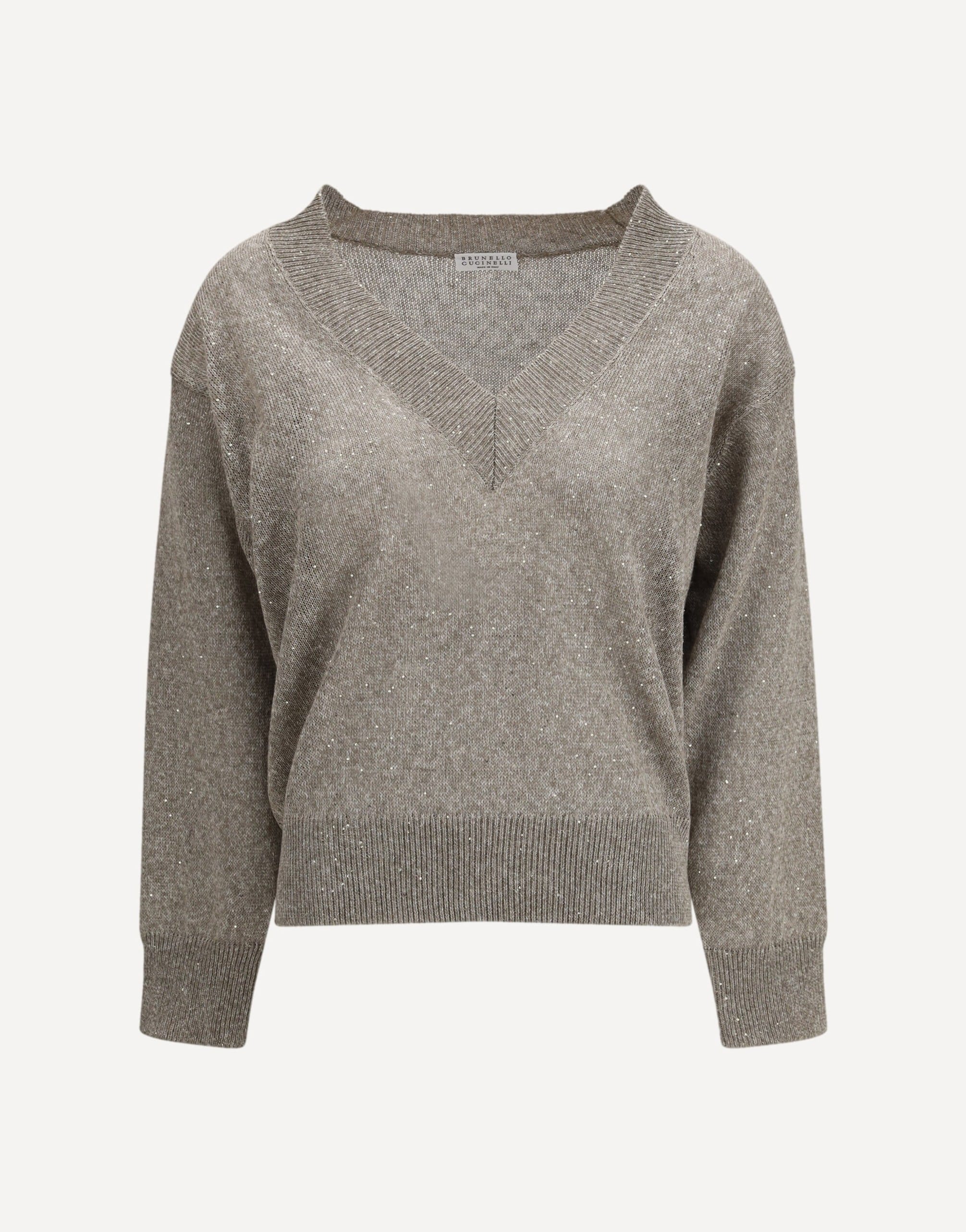 Brunello Cucinelli Sparkling Linen V-Neck T-Shirt