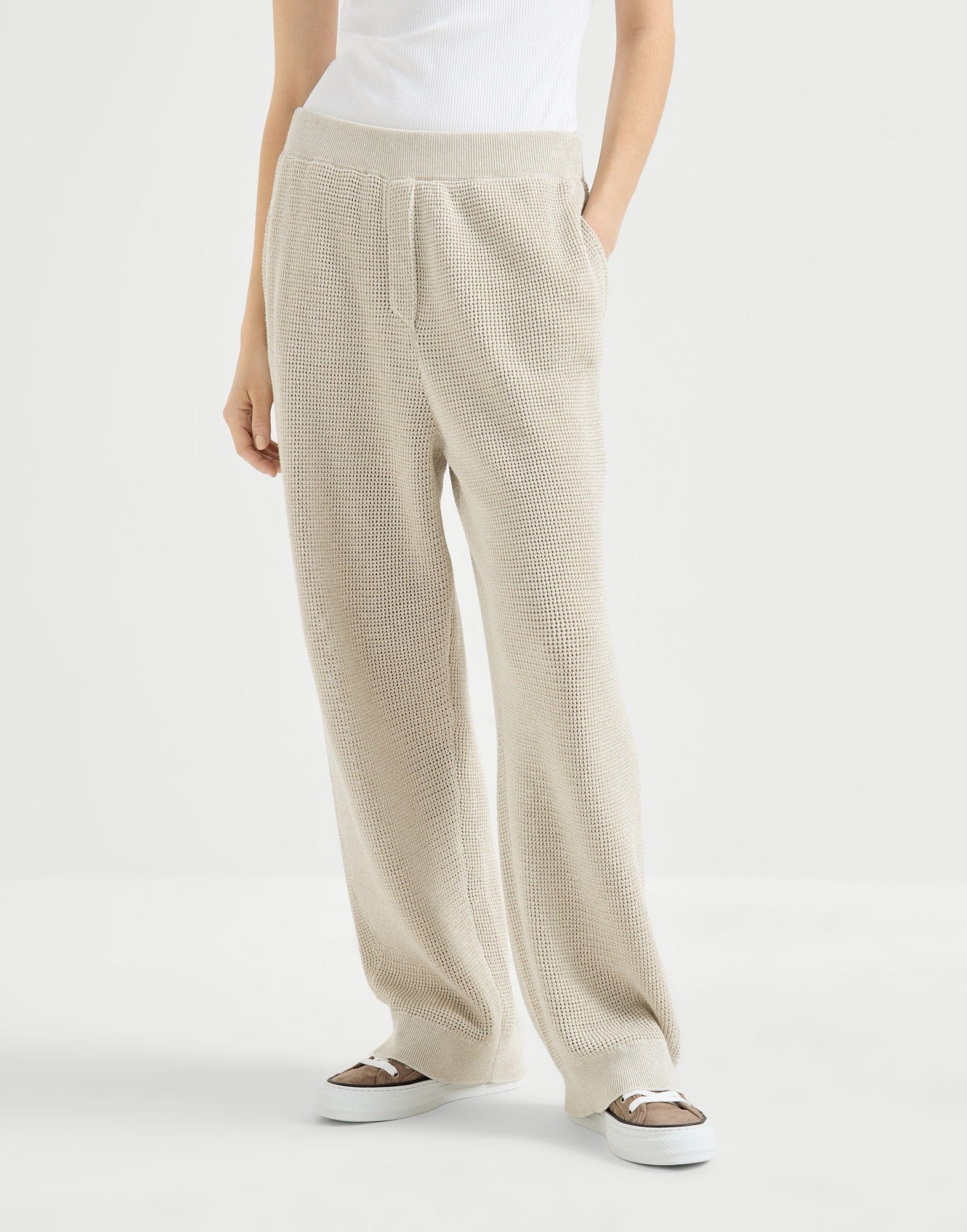 Brunello Cucinelli Sparkling Net Knit Trousers
