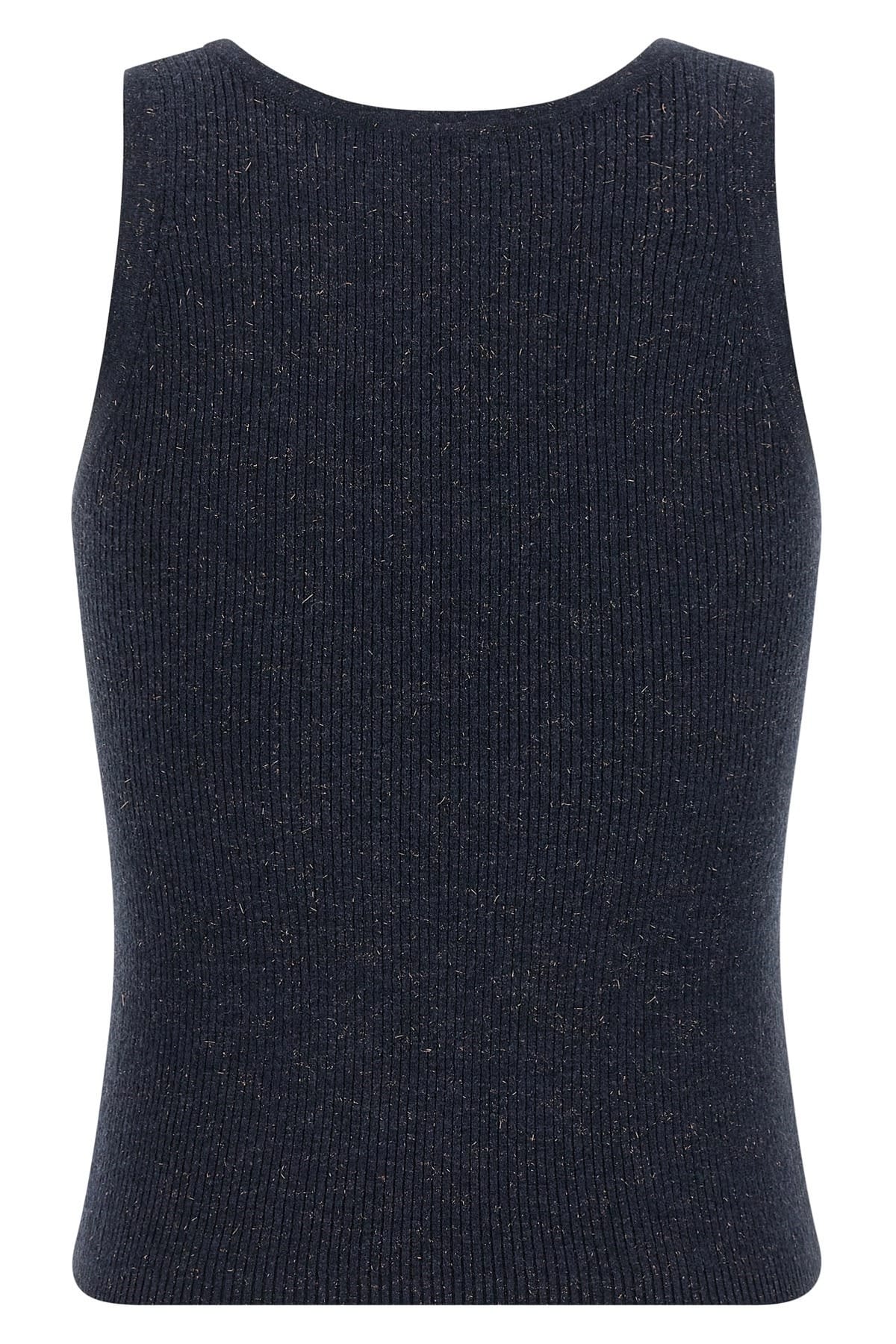 Brunello Cucinelli Sparkling Ribbed Cashmere Tank Top - alternate view