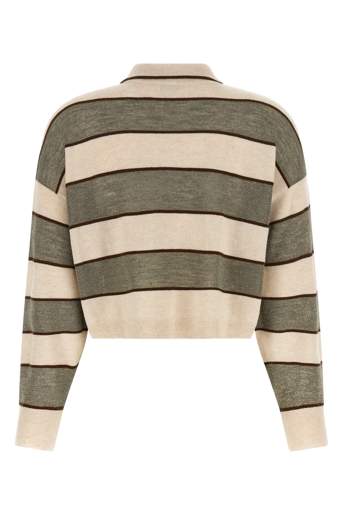 Brunello Cucinelli 스파클링 스트라이프 폴로 셔츠