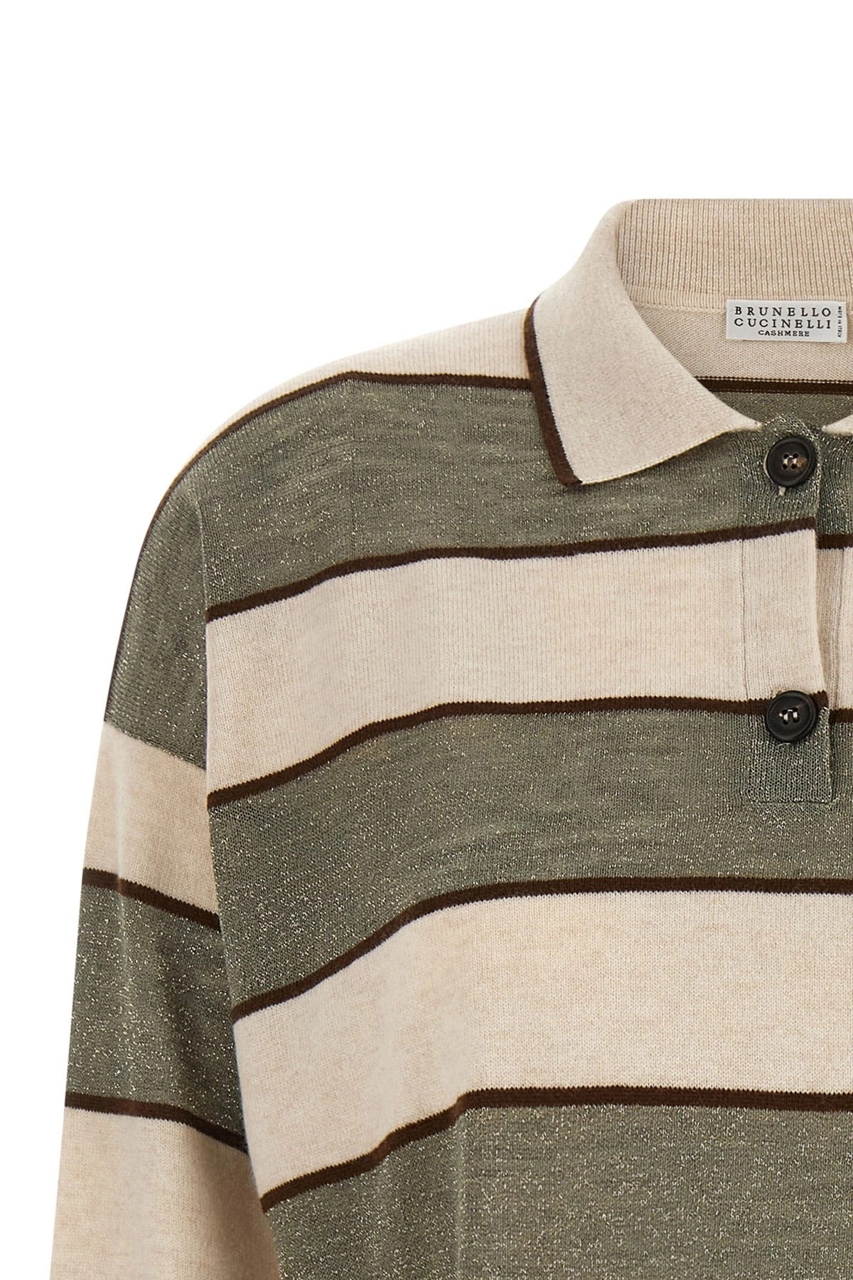 Brunello Cucinelli 스파클링 스트라이프 폴로 셔츠