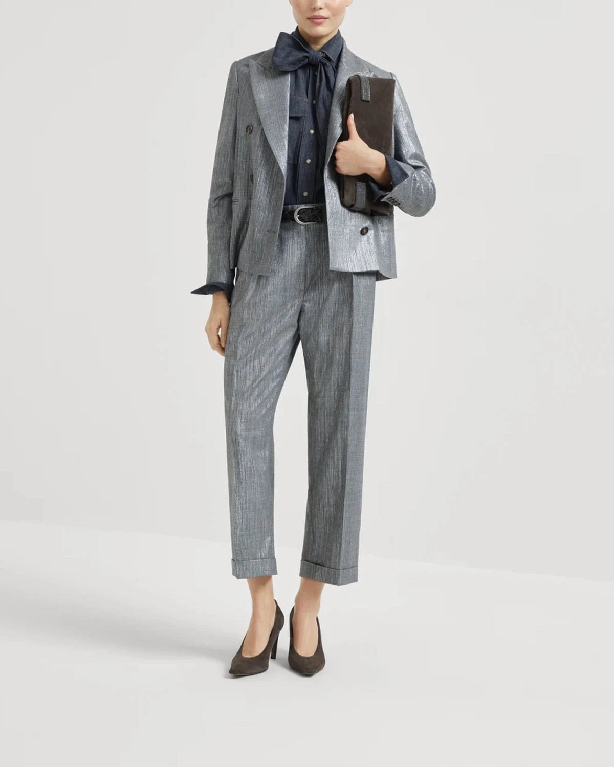 Brunello Cucinelli Sparkling Techno Twill Pleated Trousers