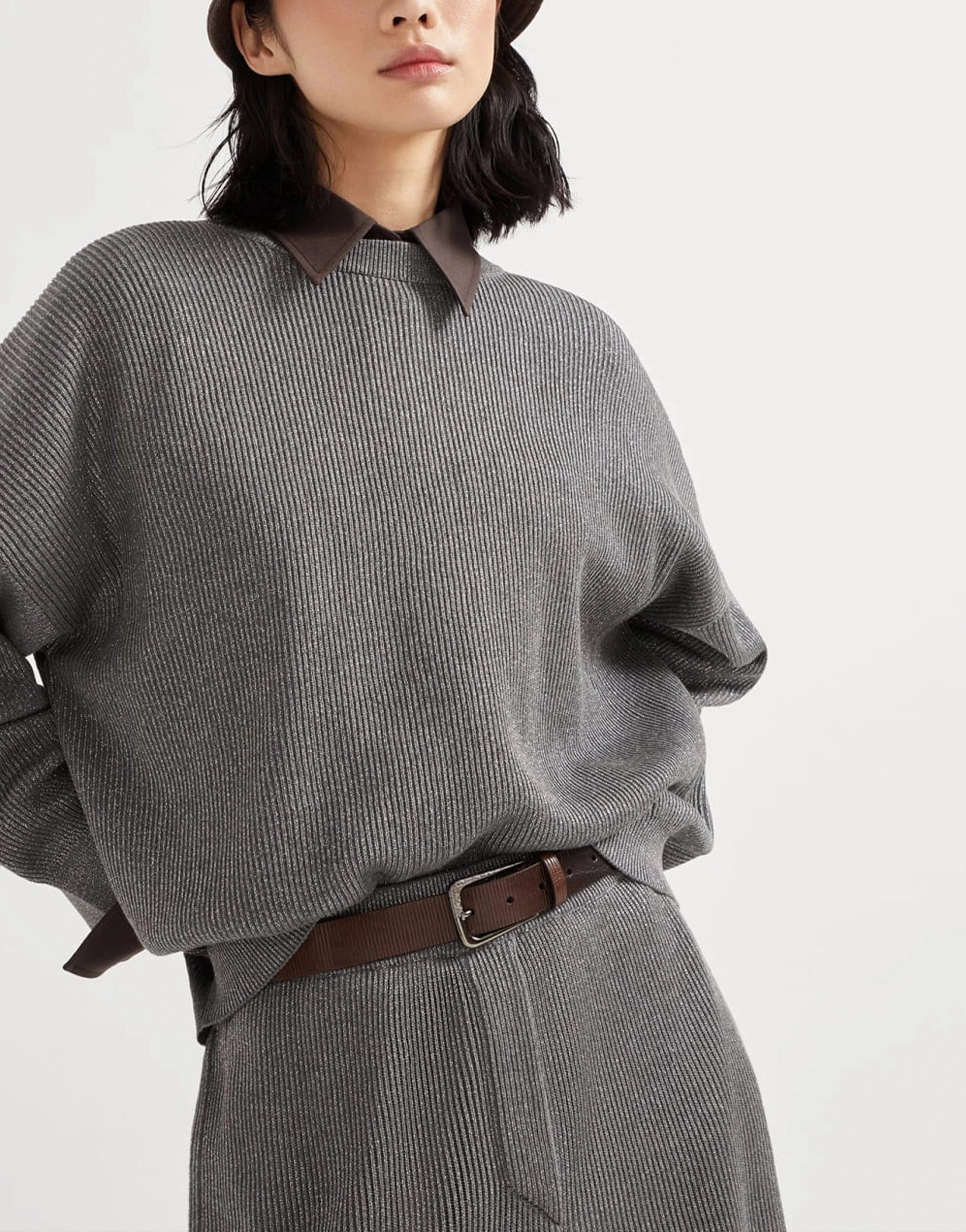 Brunello Cucinelli Sparkling Vanisé Rib Sweater
