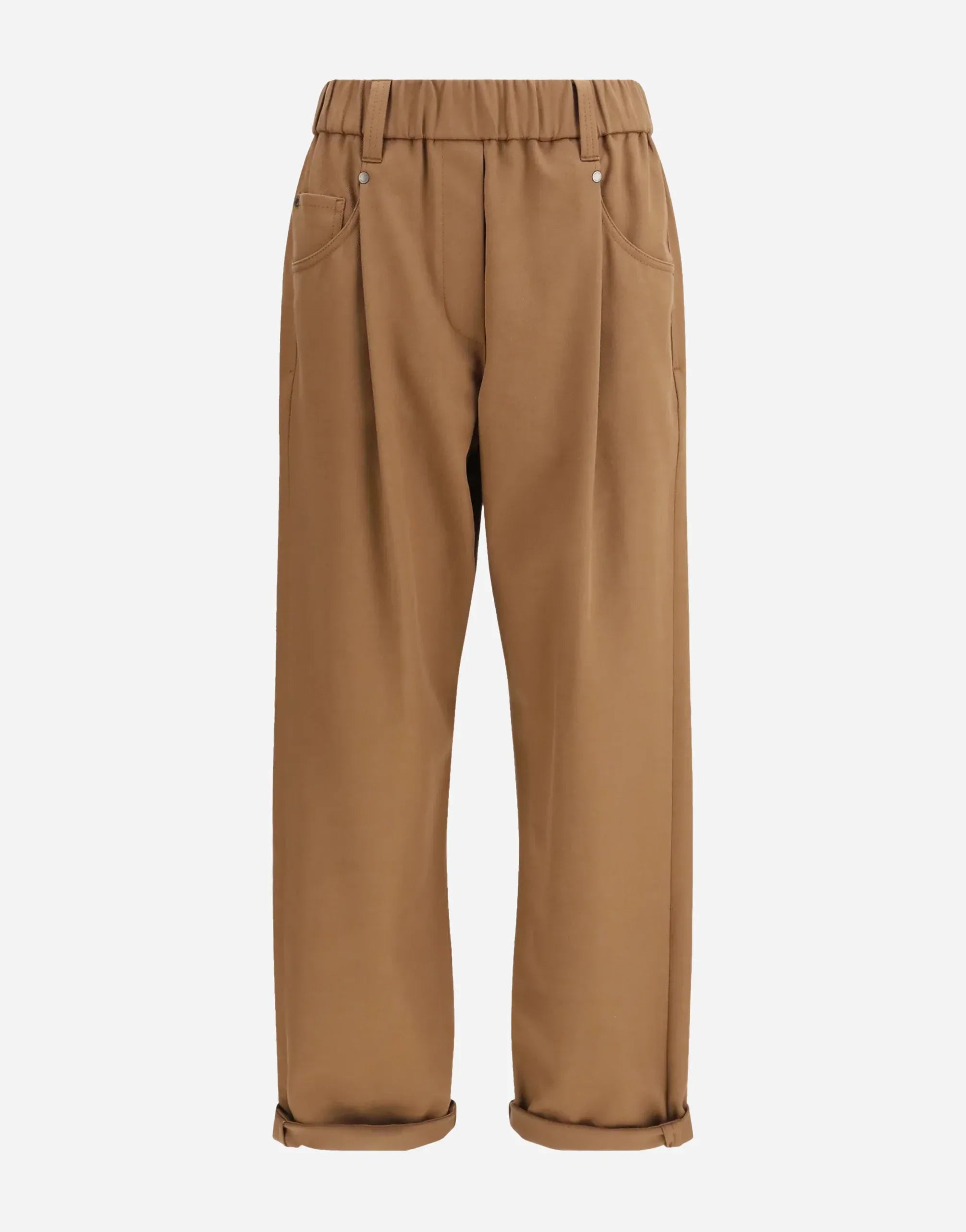 Brunello Cucinelli Stretch Cotton Baggy Pull-On Trousers