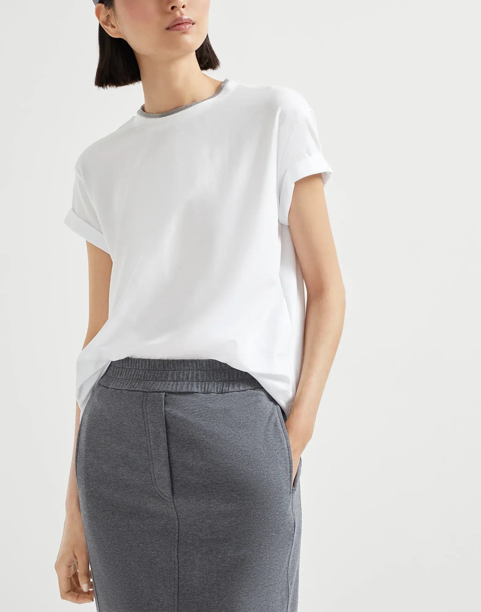 Brunello Cucinelli Stretch Cotton Precious Collar T-Shirt