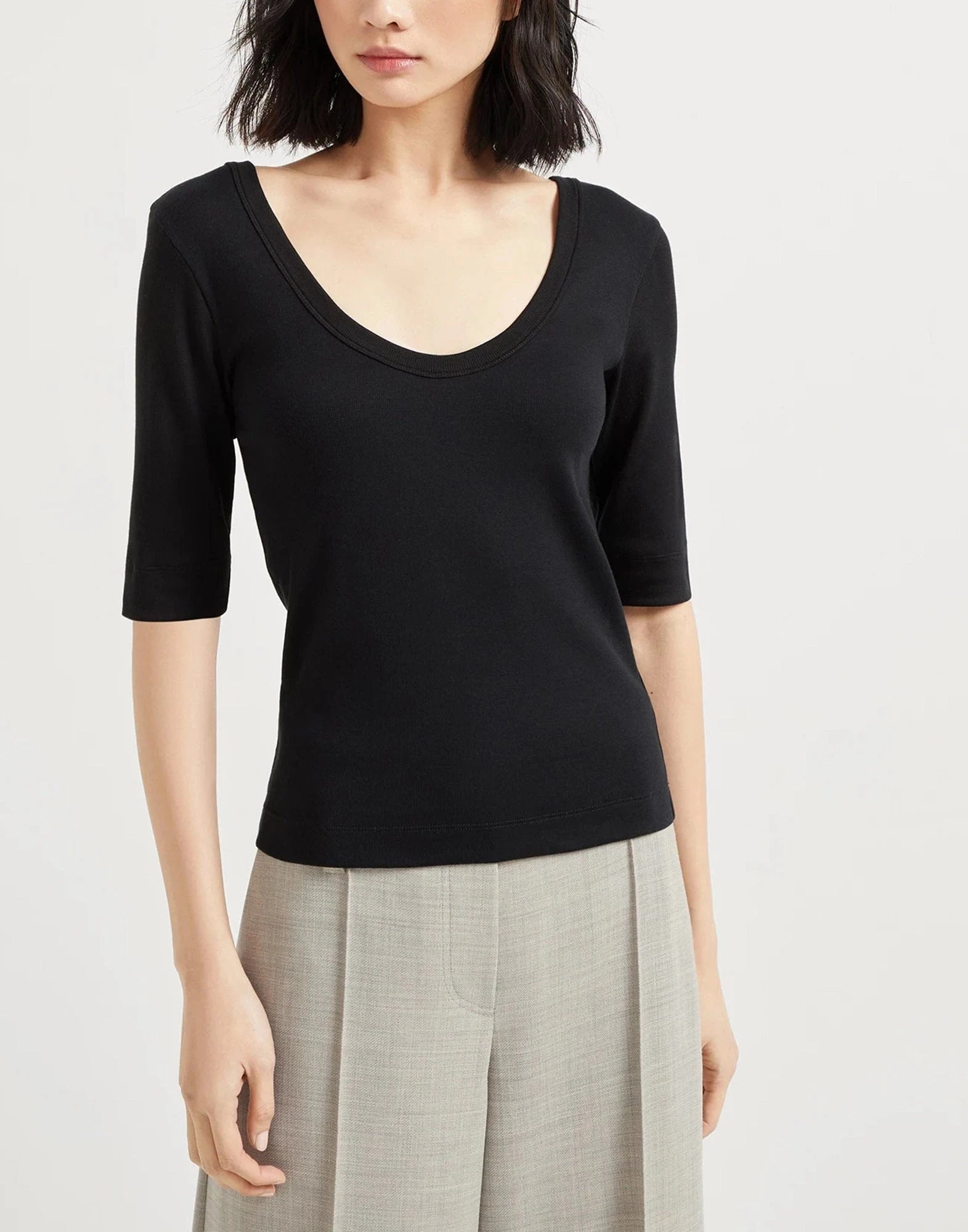 Brunello Cucinelli Stretch Cotton Ribbed Monili T-Shirt