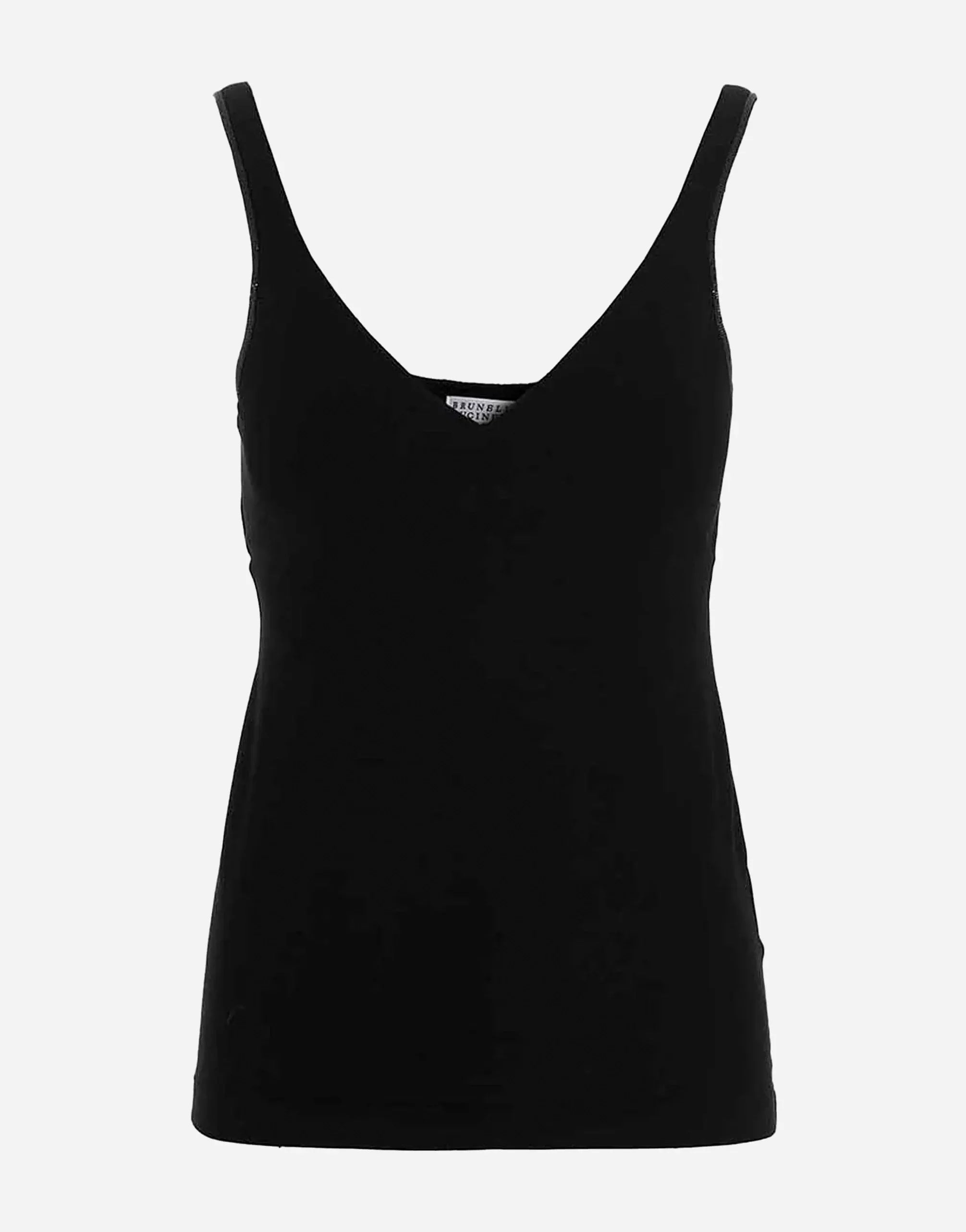 Brunello Cucinelli Stretch Cotton Shiny Straps Tank Top