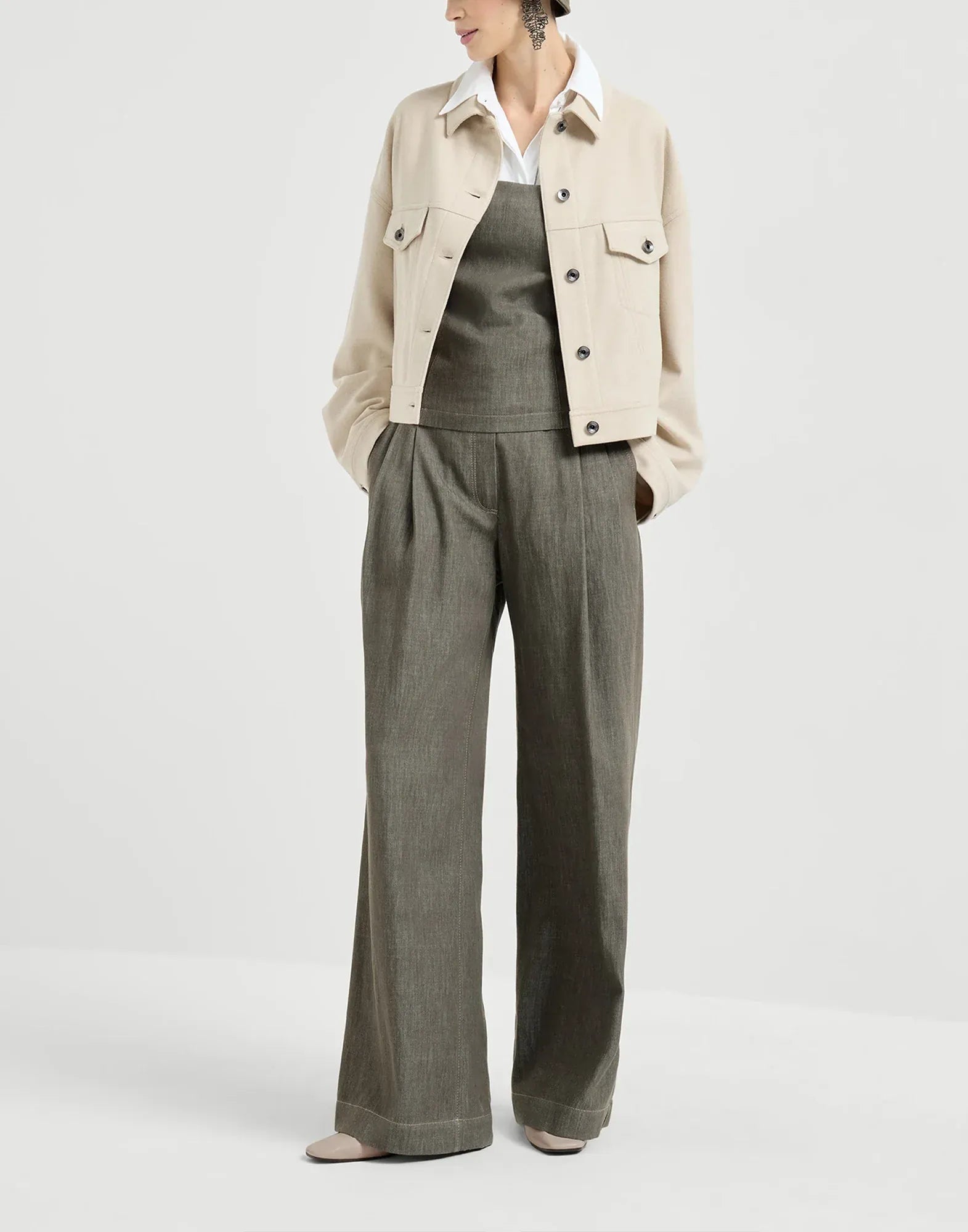 Brunello Cucinelli Stretch Shiny Trim Cotton Poplin Shirt