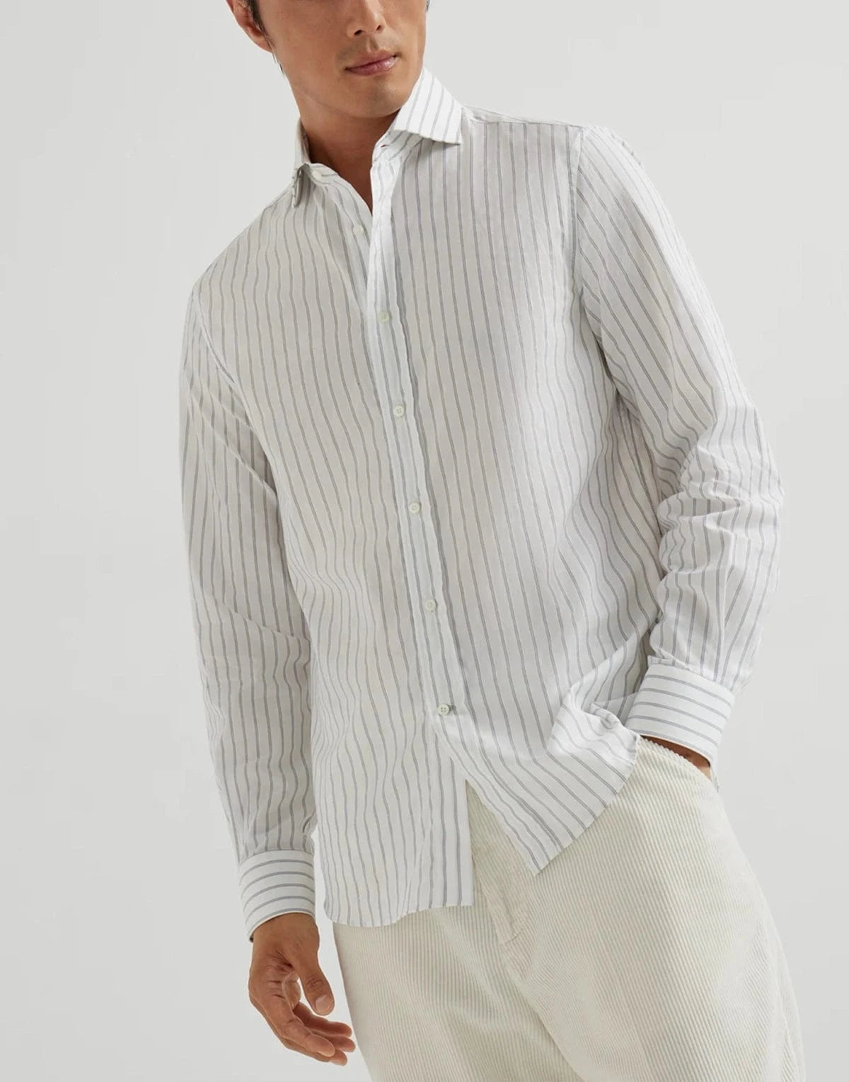 Brunello Cucinelli Striped Cotton Easy Fit Shirt