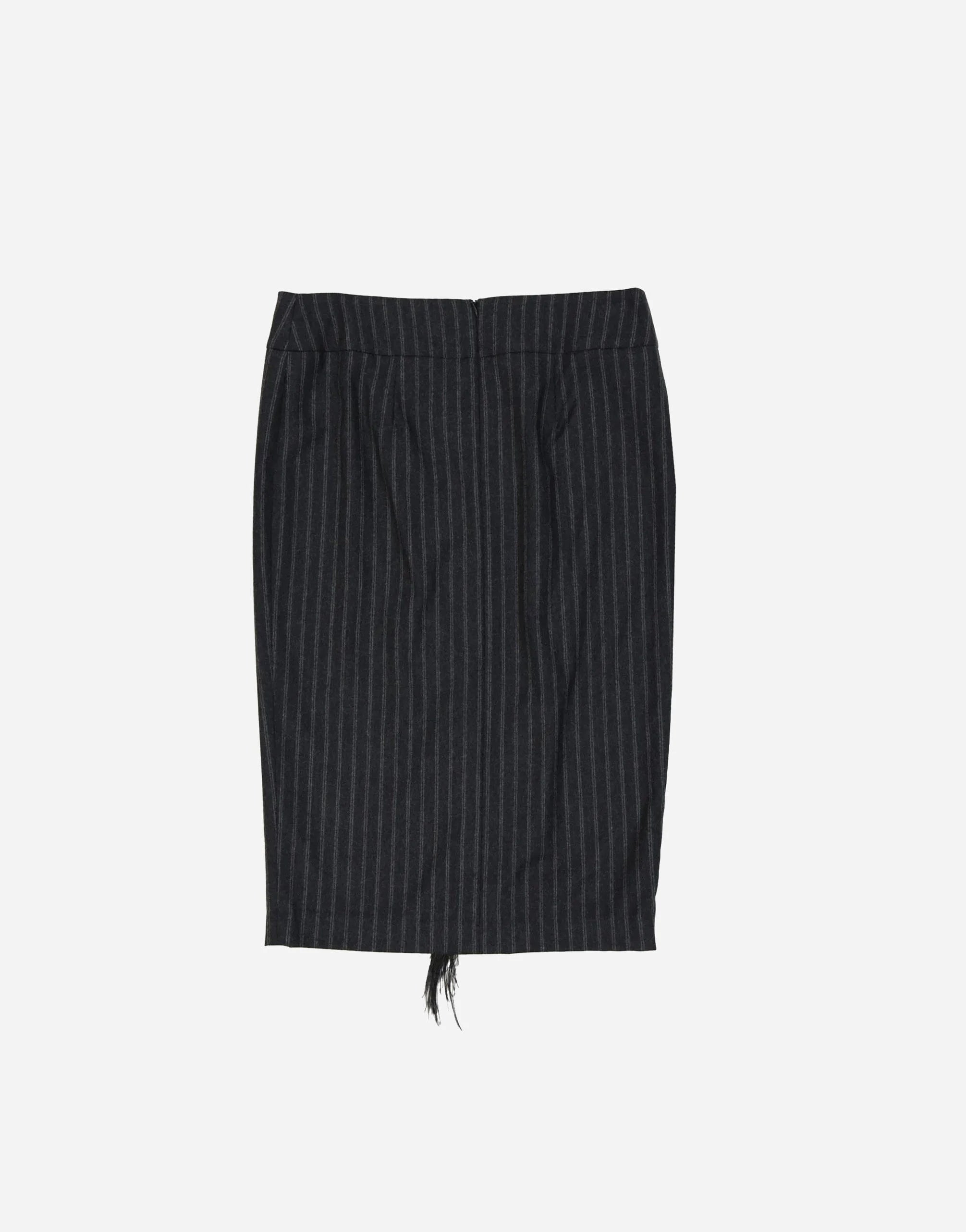 Brunello Cucinelli Striped Feather-Trim Skirt