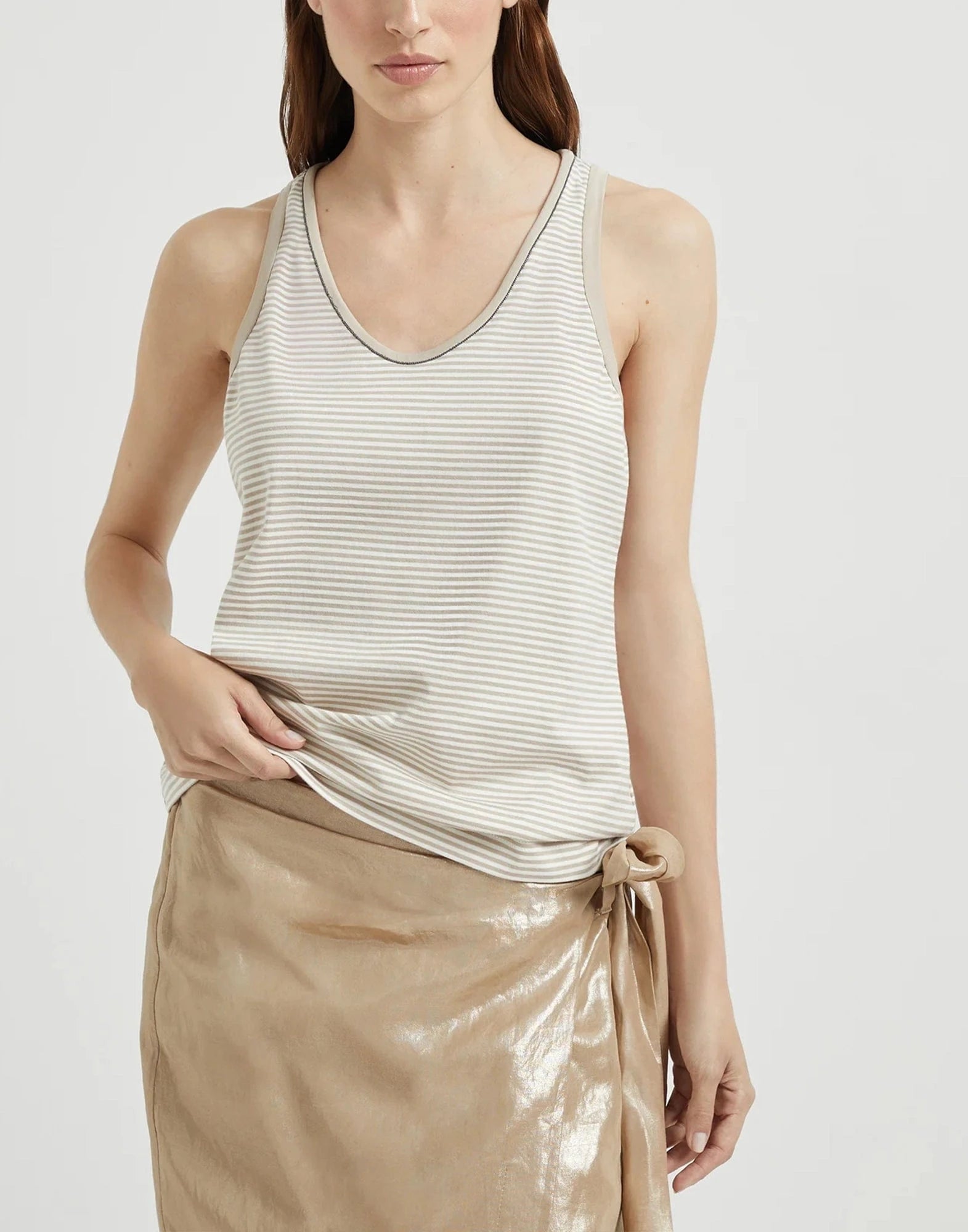 Brunello Cucinelli Striped Jersey Top Tank
