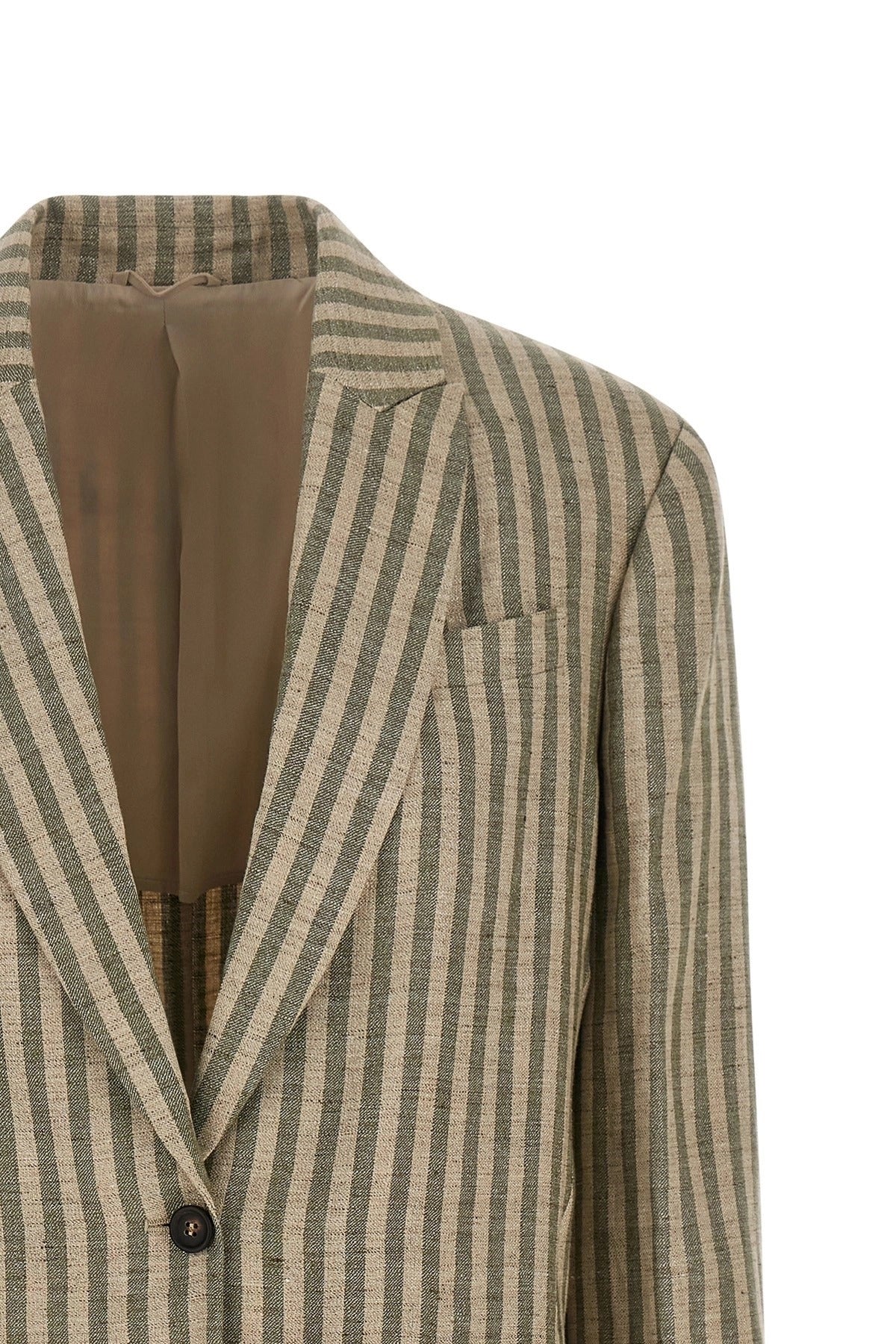 Brunello Cucinelli Striped Linen Blend Blazer