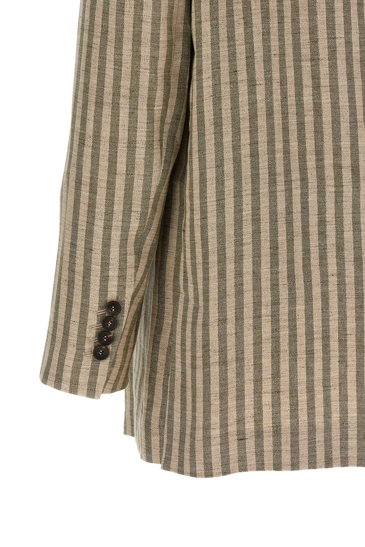 Brunello Cucinelli Striped Linen Blend Blazer
