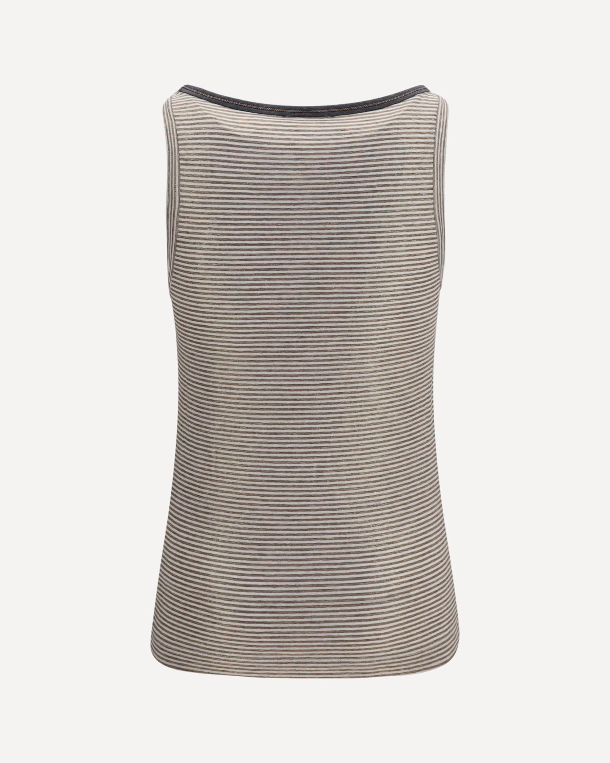 Brunello Cucinelli Striped Linen Lamé Jersey Tank Top - alternate view