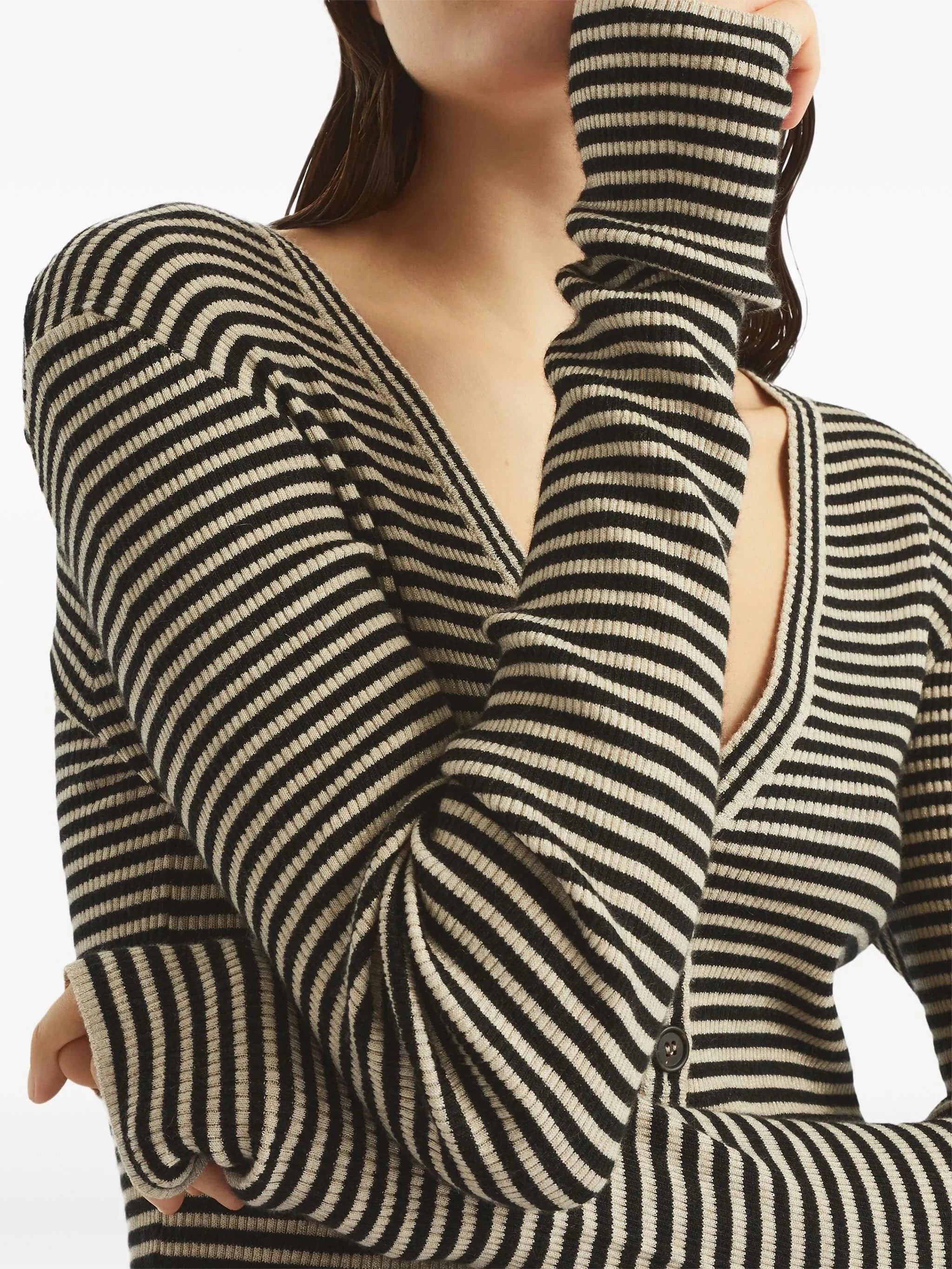 Brunello Cucinelli Striped Monili-Embellished Cardigan