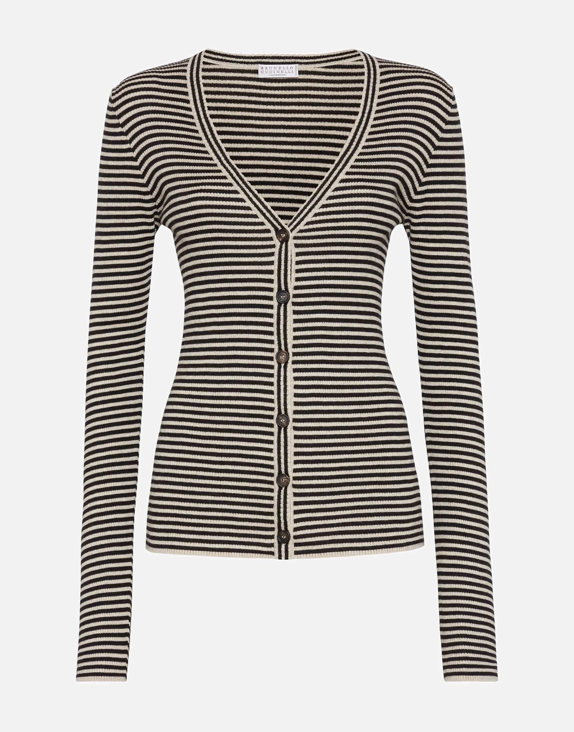 Brunello Cucinelli Striped Monili-Embellished Cardigan