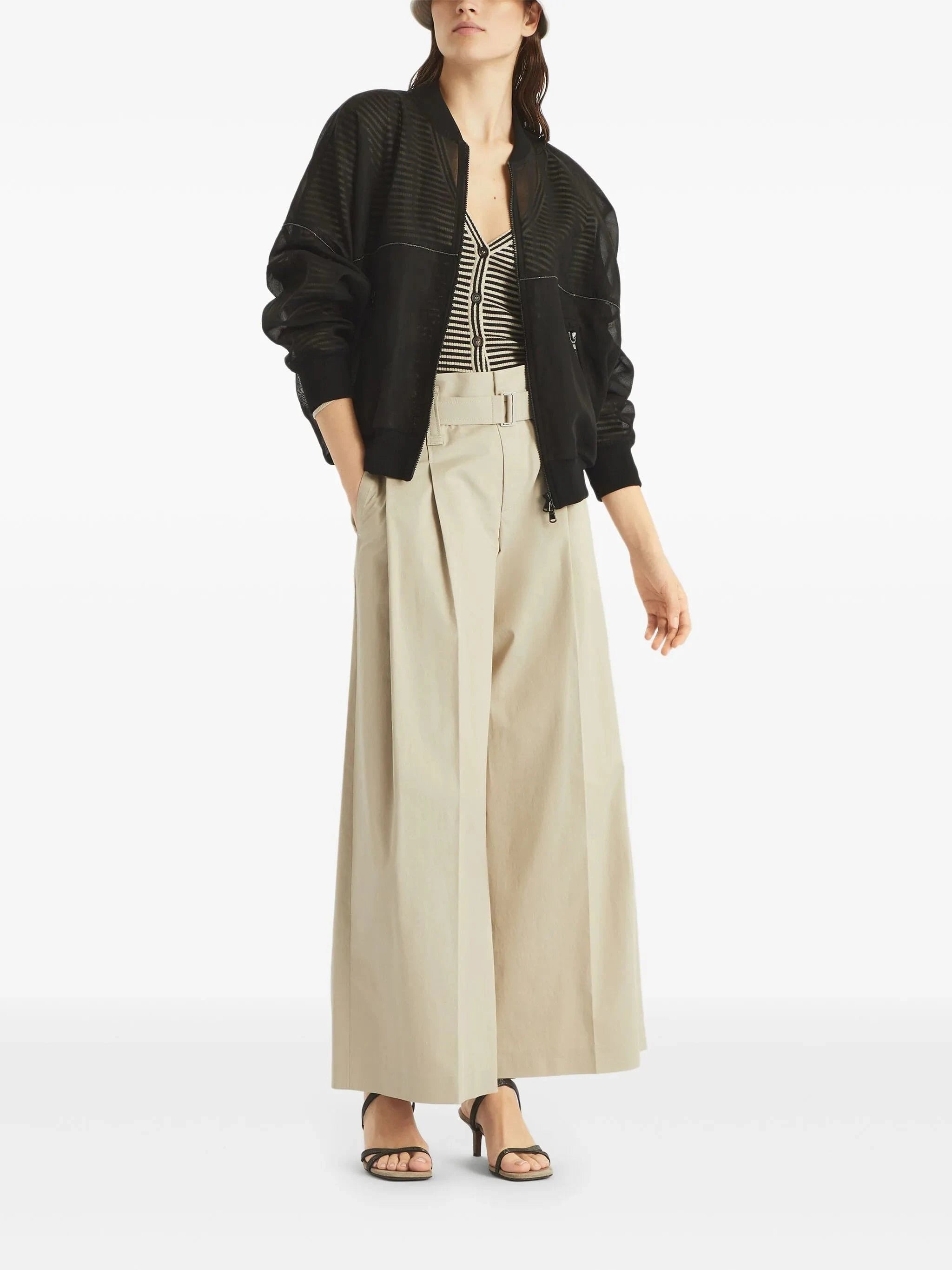 Brunello Cucinelli Striped Monili-Embellished Cardigan