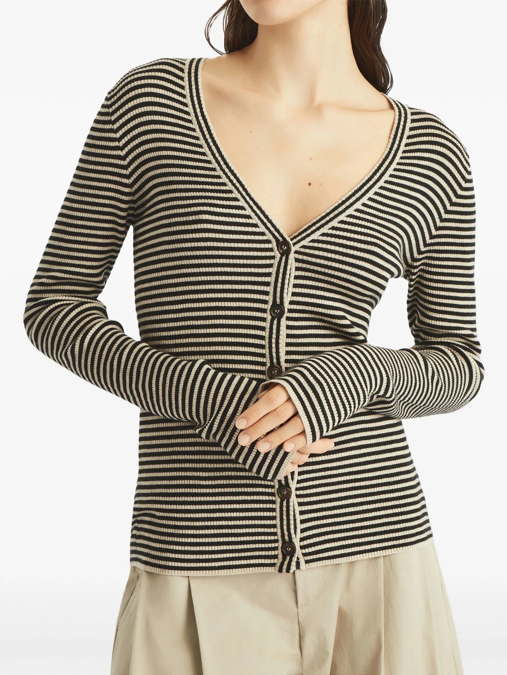 Brunello Cucinelli Striped Monili-Embellished Cardigan
