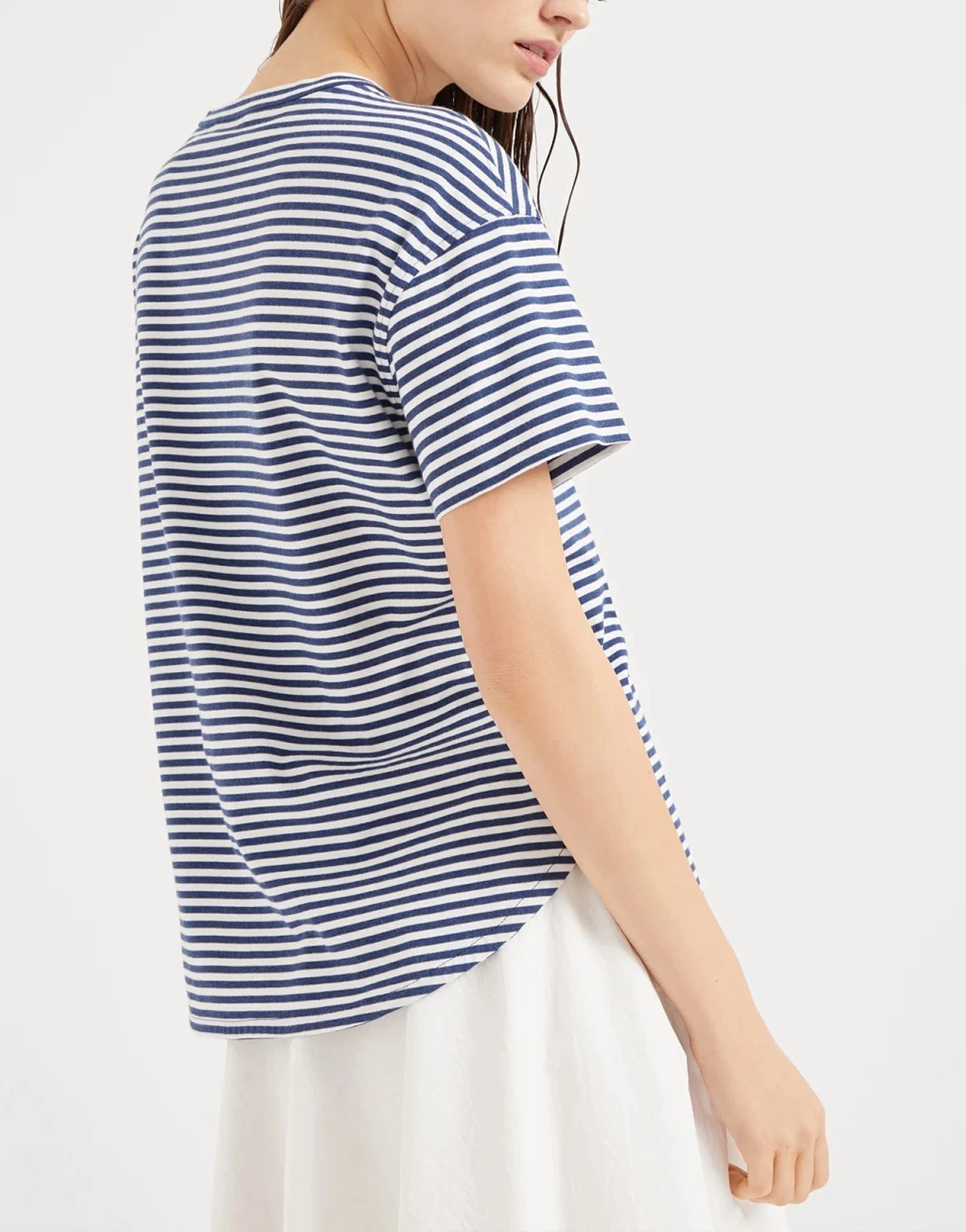 Brunello Cucinelli Striped Monili-Pocket Embellished T-Shirt