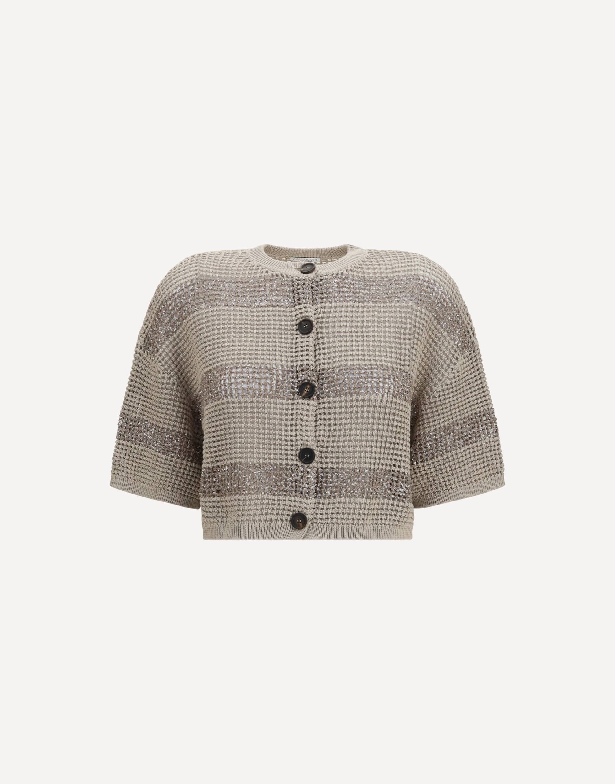 Brunello Cucinelli Brunello Cucinelli Striped Openwork Cotton Cardigan