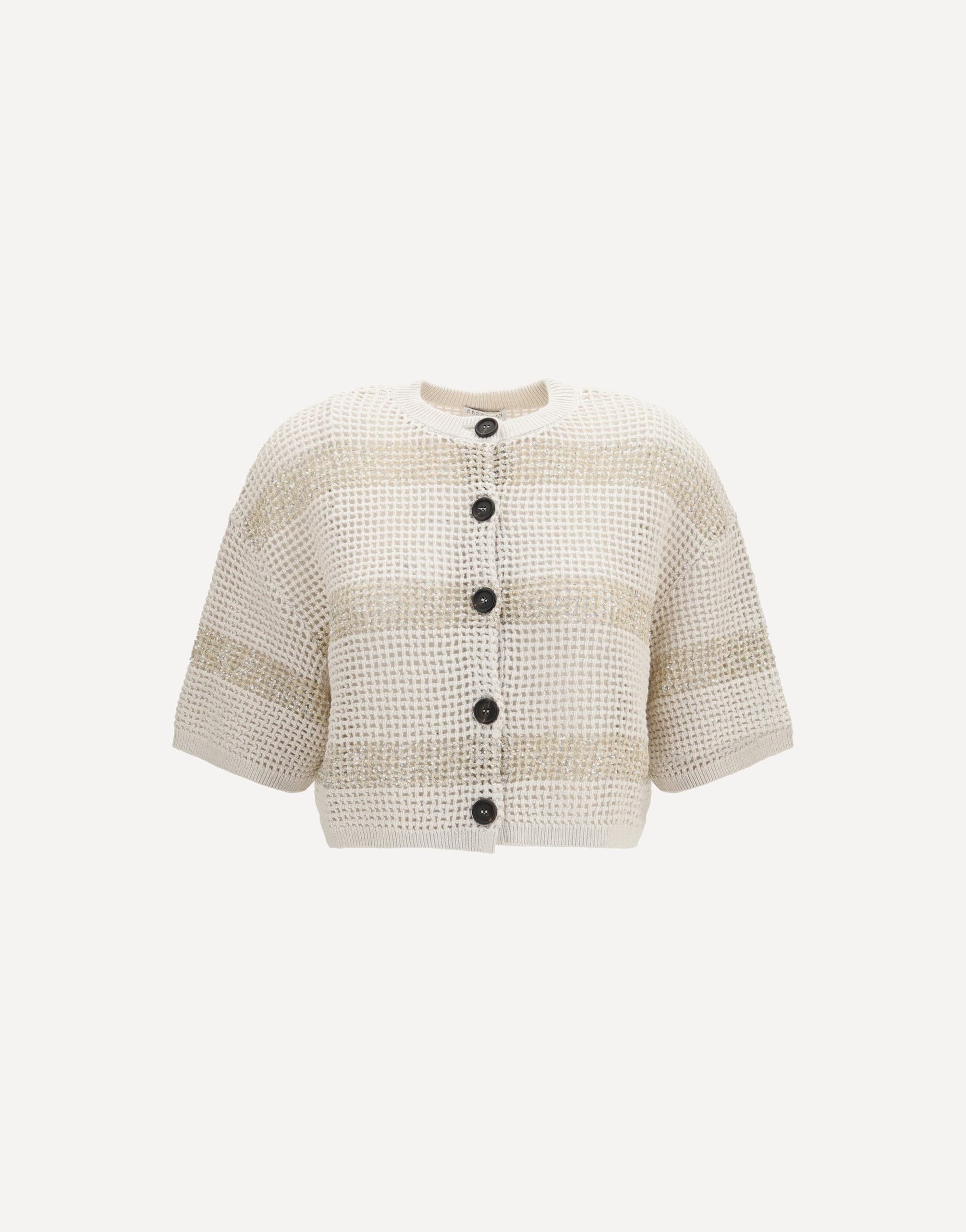 Brunello Cucinelli Brunello Cucinelli Striped Openwork Cotton Cardigan