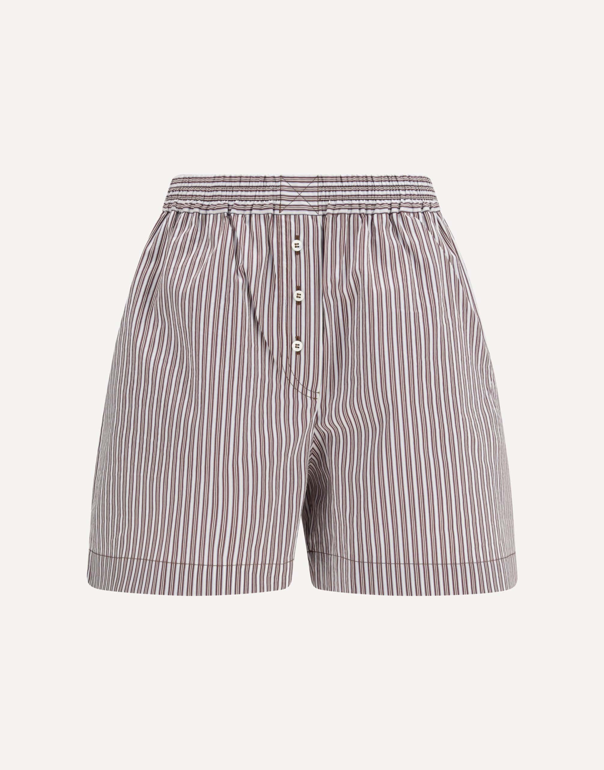 Brunello Cucinelli Striped Silk Shorts With Elastic Waistband